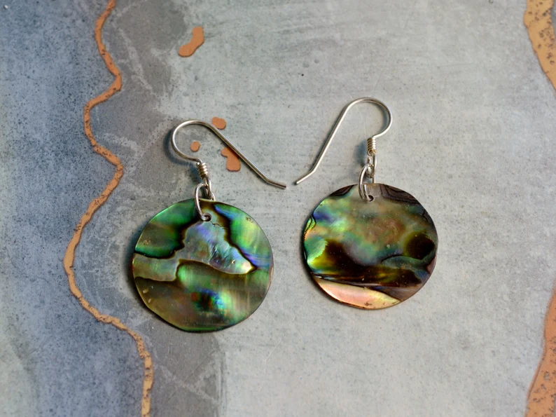 Natürliche Abalone Muschel Ohrringe 925 Sterling Silber Hängeohrringe Schmuck für Damen Insel Schmuck Strand Schmuck Geschenk für Sie