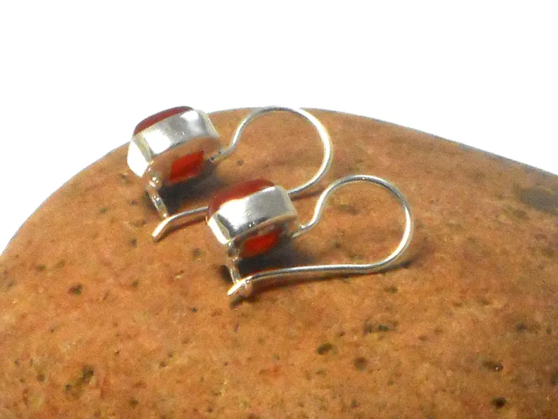 925 Sterlingsilber Quadratische Karneol Ohrringe Geschenk für Sie Handgefertigte Ohrringe Hängeohrringe für Frauen Alltags-Statement-Ohrringe Geschenk für Sie