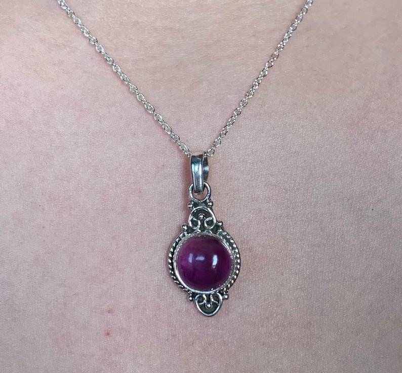 Amethyst Halskette Boho Halskette Kreis Amethyst Halskette 925 Sterling Silber Lila Halskette Zarte Halskette Perfektes Muttertagsgeschenk
