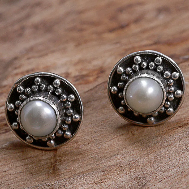 Handgemachte Zuchtperlen-Ohrstecker 925 Sterling Silber Alltagsohrstecker Geburtstagsgeschenk für die Schwester