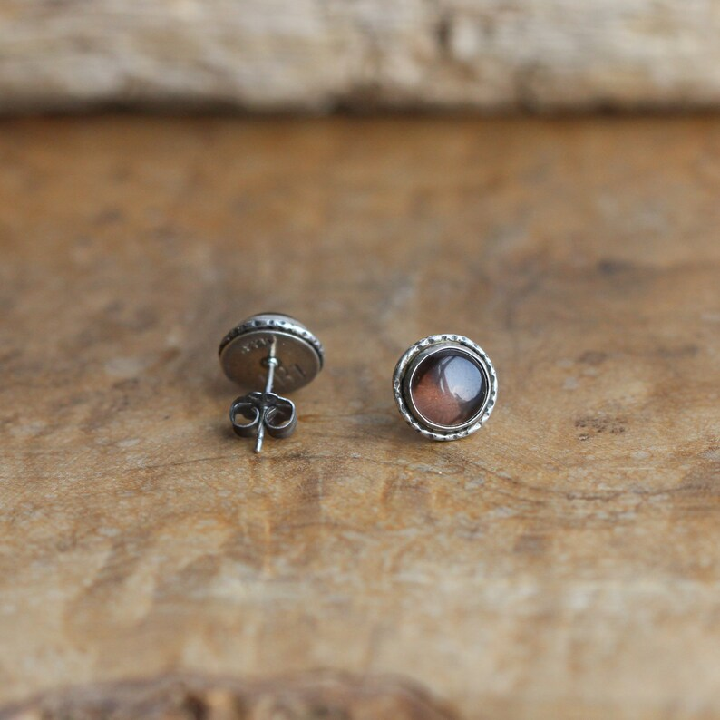 Round Smoky Quartz Studs Earrings 925 Sterling Silver Trendy Gift For Her Women Minimalist Gemstone Jewelry Gift For Her