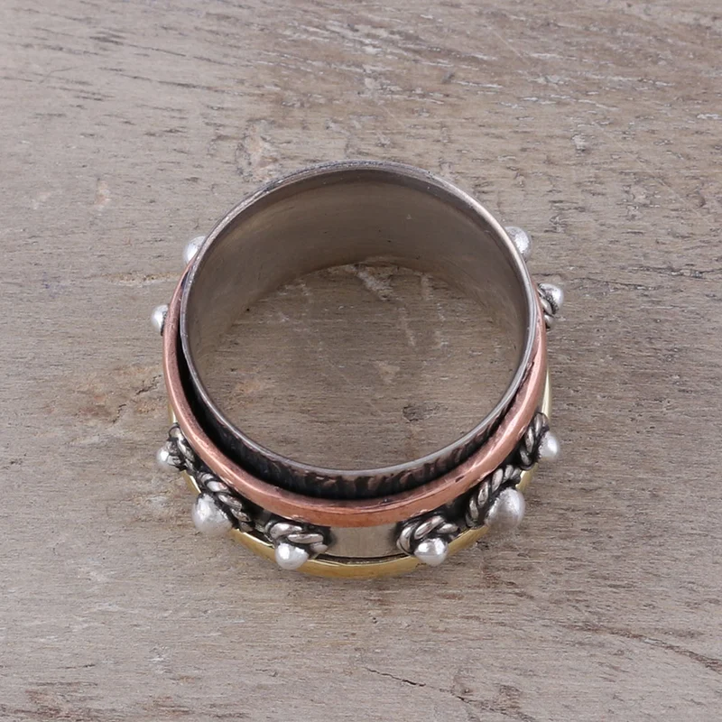 Handgefertigter Sterling Silber Spinner Ring Handgemachter Ring Silberschmuck Böhmischer Zarter Ring Geschenk für Sie