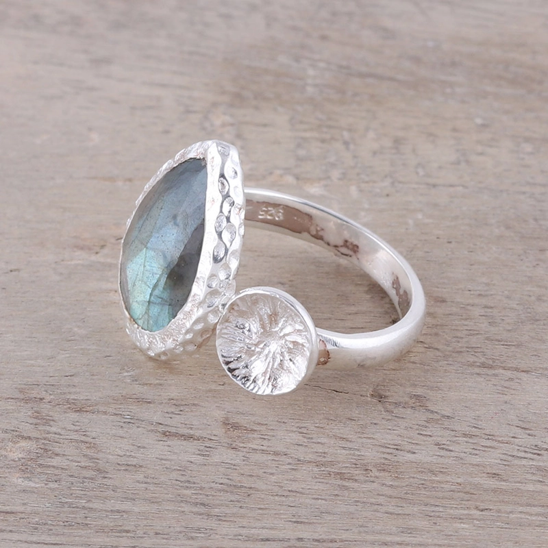 Labradorit-Wickelring Handgemacht Designer 925 Sterling Silber Ring Geschenk für Sie & Mama