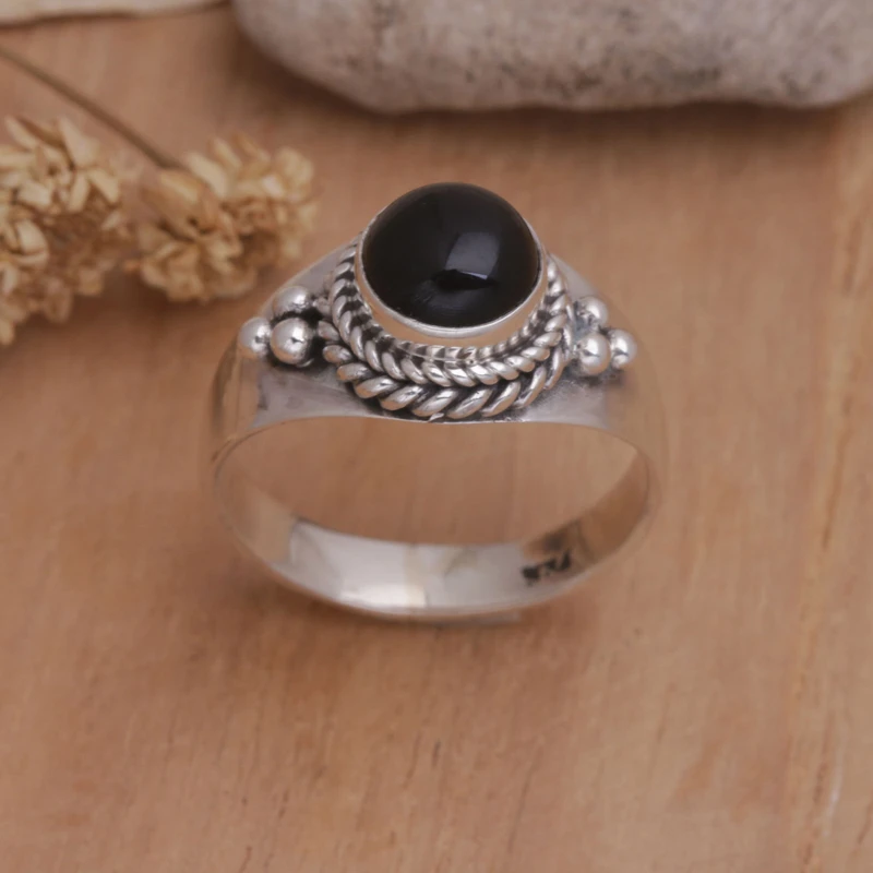 Onyx und Sterlingsilber Ring Statement Ring Handgemachter Ring Damen Silberring Geschenk für sie