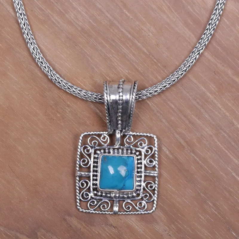 Türkis Sterling Silber Anhänger Halskette Zarte Halskette Perfektes Muttertagsgeschenk Böhmischer Schmuck Geschenk für Sie
