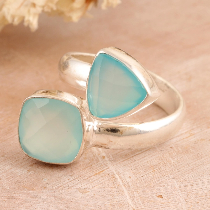 Chalcedon-Edelsteine Handgefertigt 925 Sterling Silber Geschenk für Sie