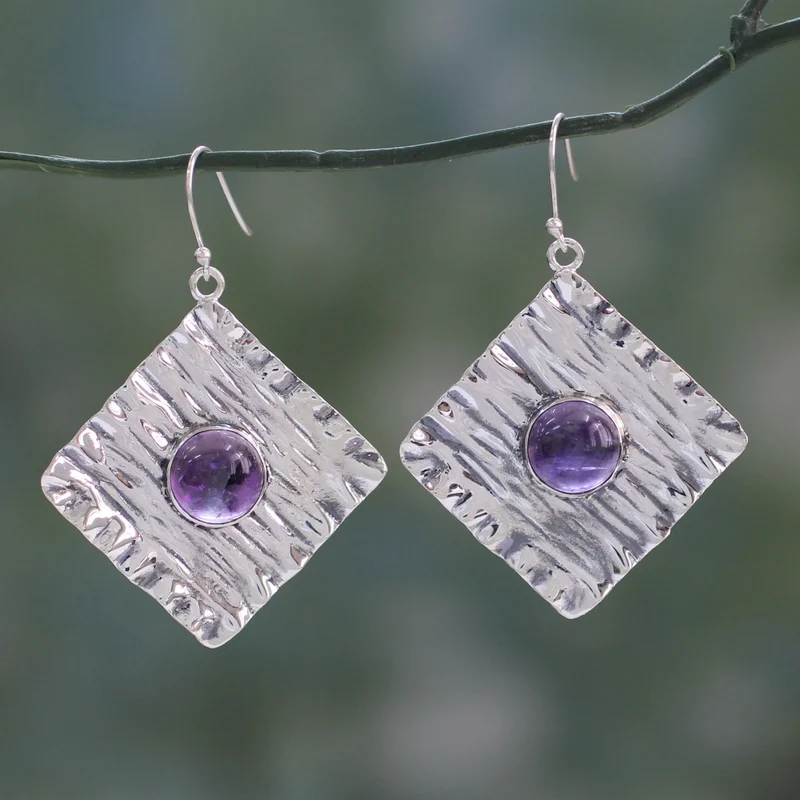 Ohrhänger aus Sterlingsilber mit Amethysten, handgefertigt, Geschenkidee, Geburtstagsgeschenk für sie
