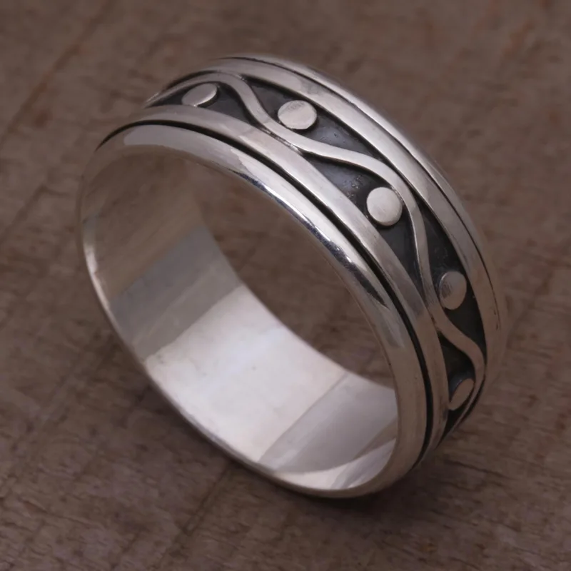 925er Sterlingsilber Unisex Spinner Meditationsring Silberschmuck Handgemachter Böhmischer Zierlicher Ring Geschenk für Sie Geburtstagsgeschenk
