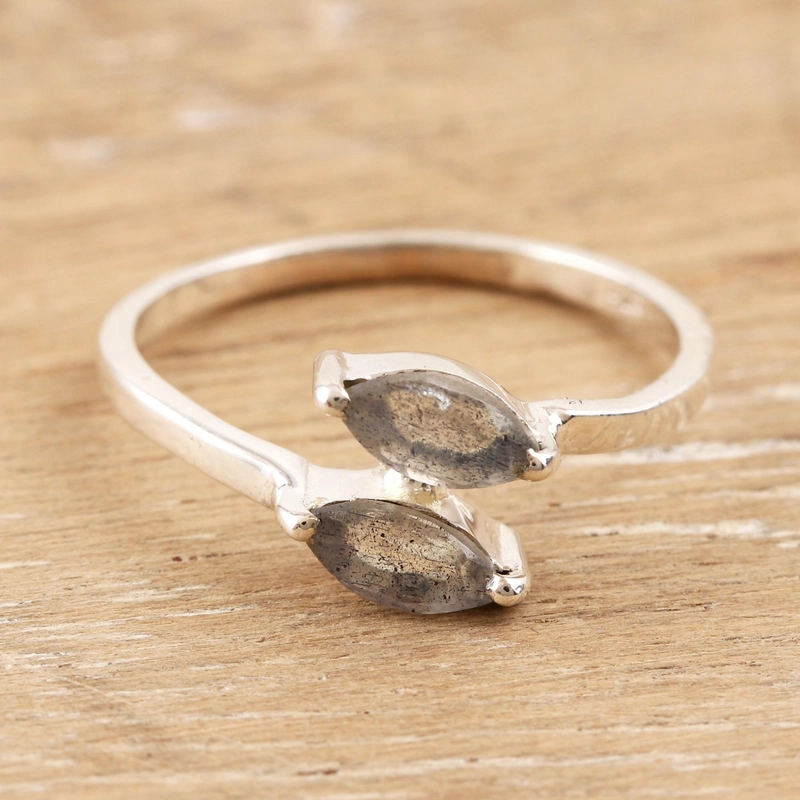 Labradorite Wrap Ring 925 Handmade Design Sterling Silver Gift For Her & Mom