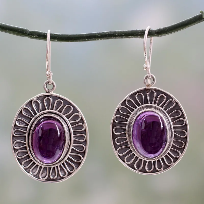 Amethyst Dangle Earrings Purple Star 925 Sterling Silver Handmade Earrings Gifts Item Wedding Jewelry Gift For Her