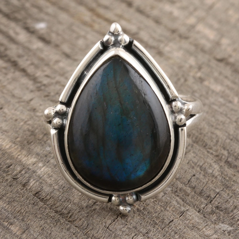 Natürlicher Labradorit Ring 925 Handgefertigtes Design Sterling Silber Geschenk für Sie