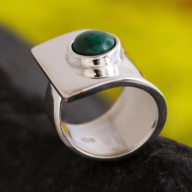 Chrysokoll Cocktailring Handgemachtes Design 925 Sterling Silber Geschenk für Sie & Mama