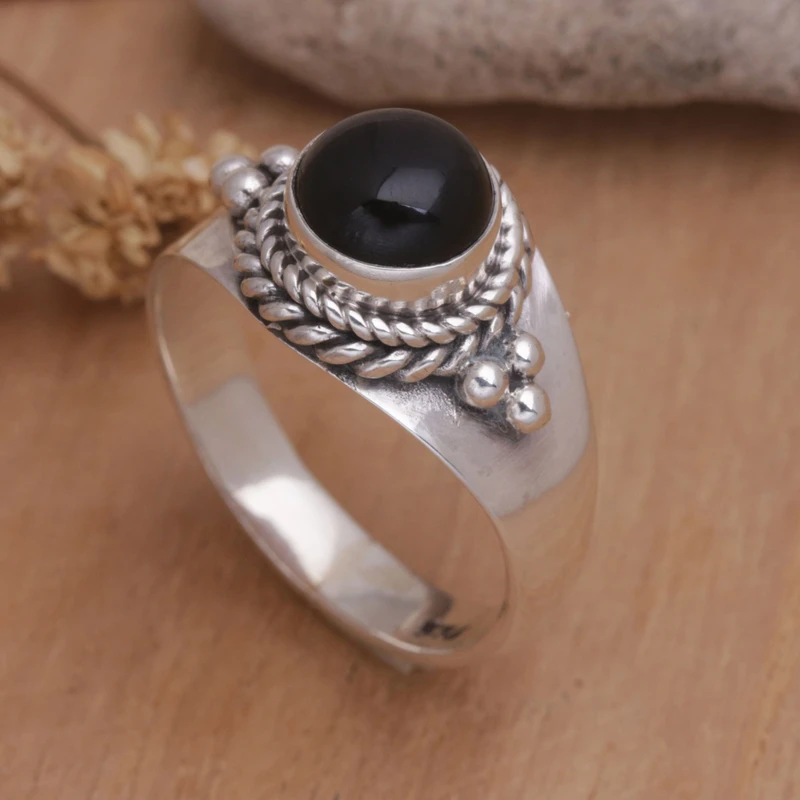 Onyx und Sterlingsilber Ring Statement Ring Handgemachter Ring Damen Silberring Geschenk für sie
