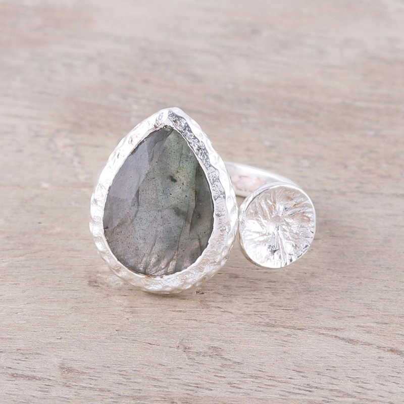 Labradorit-Wickelring Handgemacht Designer 925 Sterling Silber Ring Geschenk für Sie & Mama