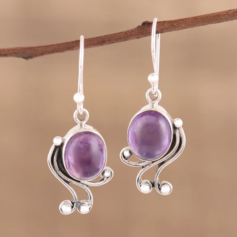 Handgefertigte 925 Sterling Silber Amethyst Ohrringe Handgemachte Ohrringe Geschenkartikel Geburtstagsgeschenk