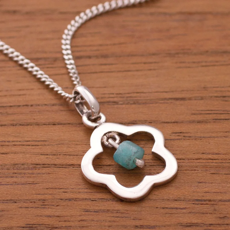 Blumenförmige Amazonit-Halskette 925 Sterling Silber Amazonit-Schmuck Handgefertigter Schmuck Böhmische Halsketten Geschenk für Sie