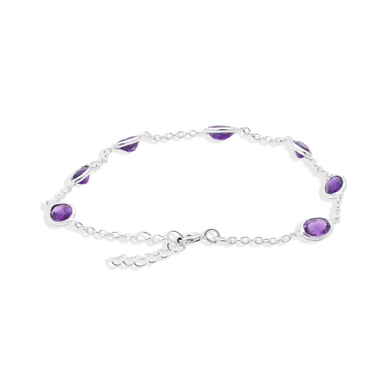 Antikes Amethyst-Armband aus 925er Sterlingsilber, bezauberndes Geburtstagsgeschenk für Frauen und Mädchen, Amethyst-Armband, Valentinstagsgeschenk