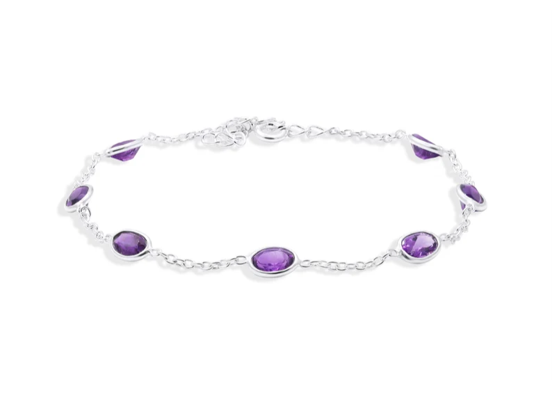Antikes Amethyst-Armband aus 925er Sterlingsilber, bezauberndes Geburtstagsgeschenk für Frauen und Mädchen, Amethyst-Armband, Valentinstagsgeschenk