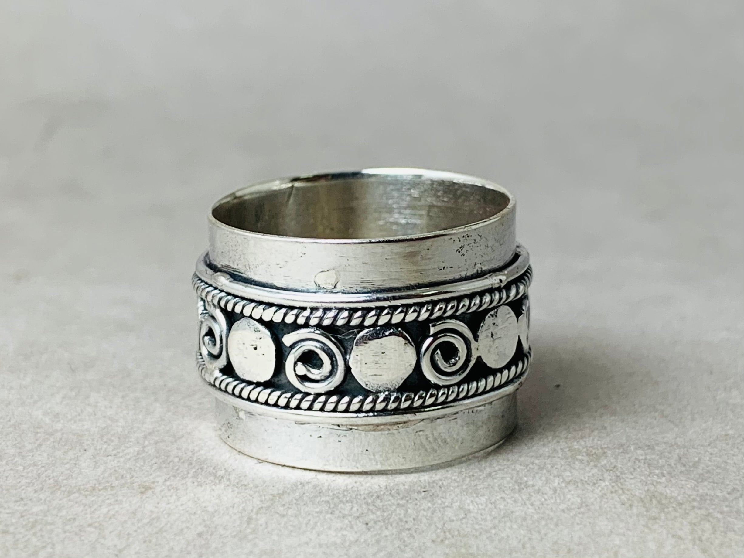 Silber Spiral Bandring 925 Sterling Silber Ring Breiter Ring Statement Ring Alltagsring Geschenk für Sie