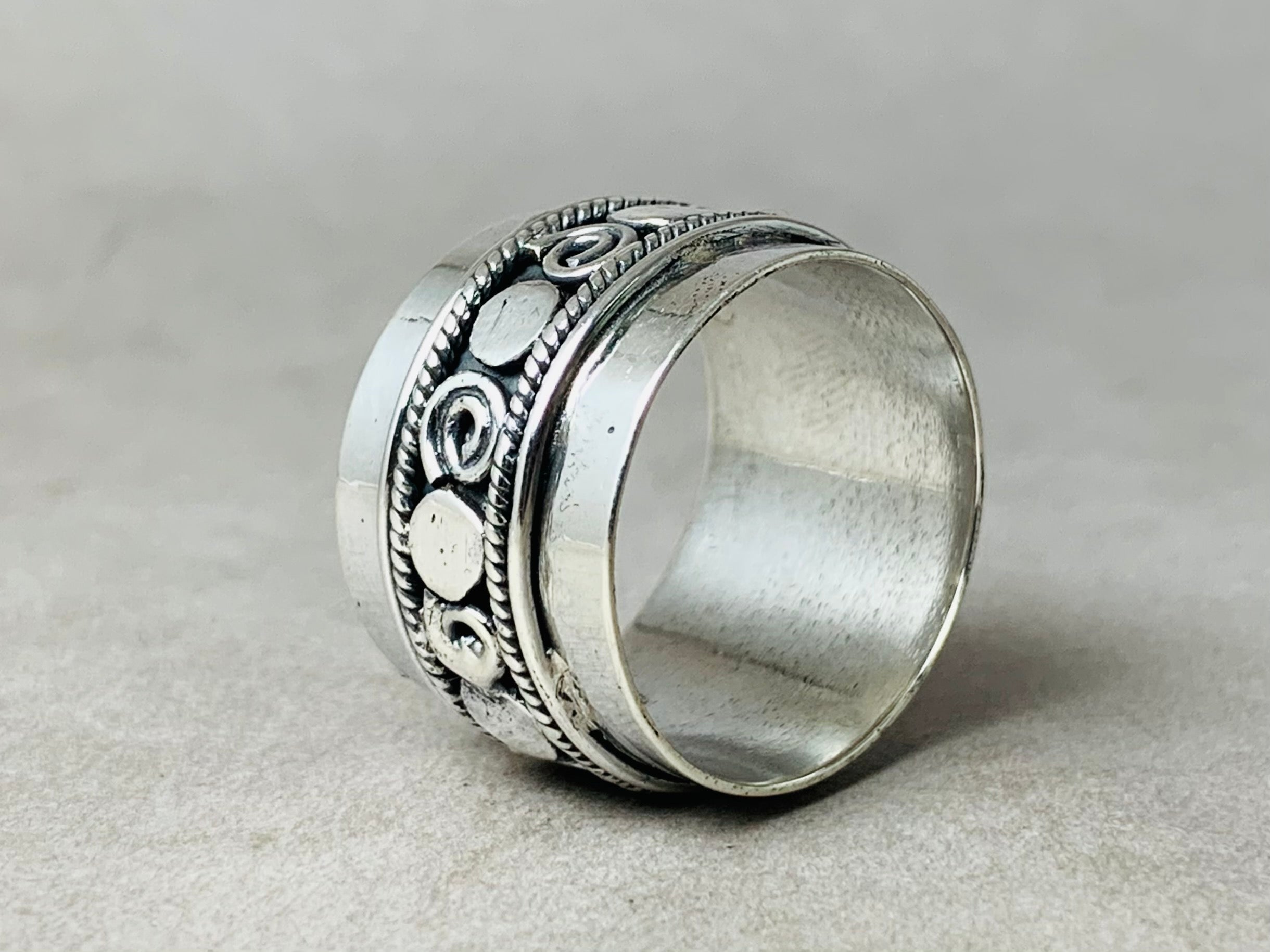 Silber Spiral Bandring 925 Sterling Silber Ring Breiter Ring Statement Ring Alltagsring Geschenk für Sie