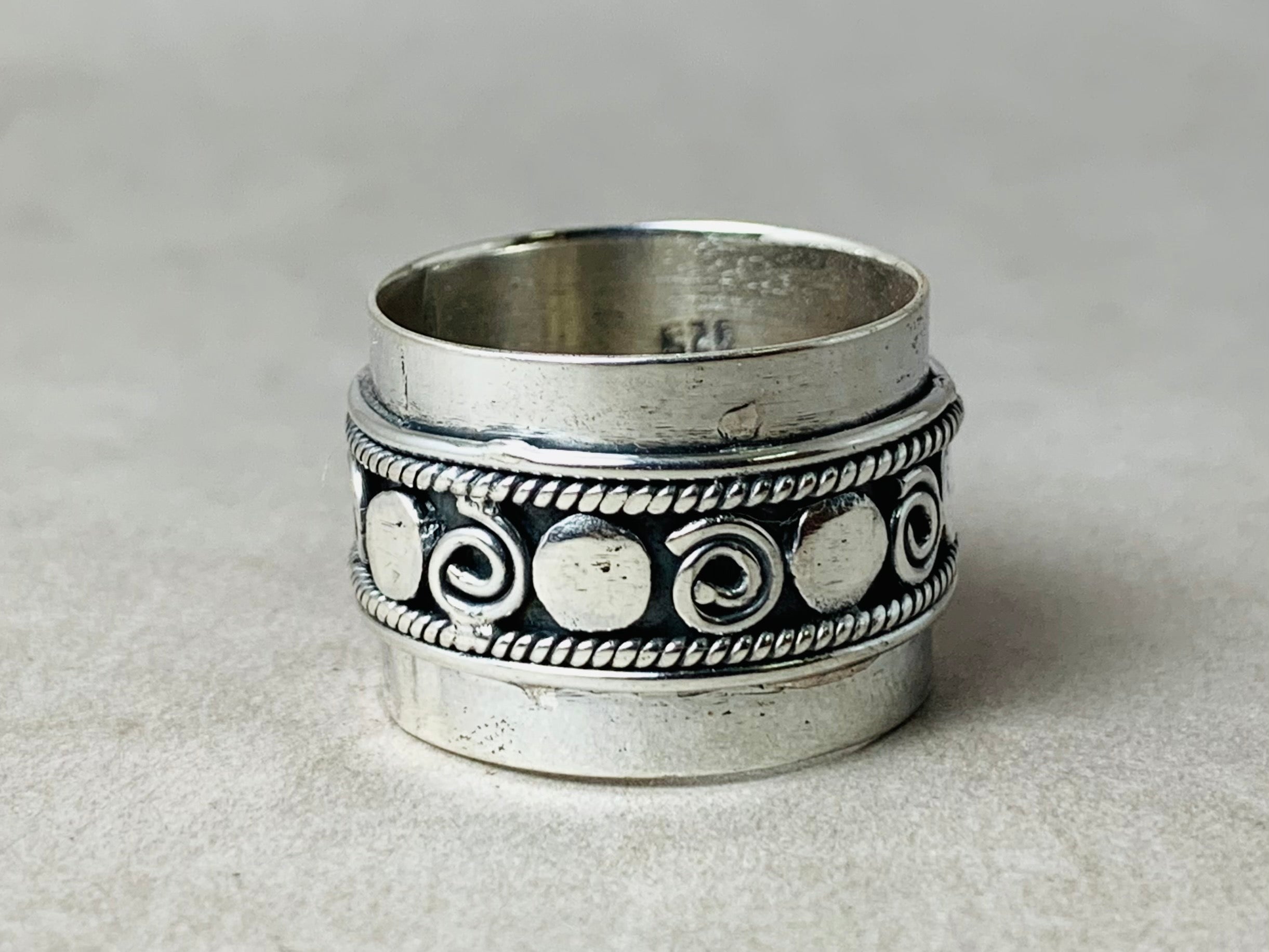 Silber Spiral Bandring 925 Sterling Silber Ring Breiter Ring Statement Ring Alltagsring Geschenk für Sie