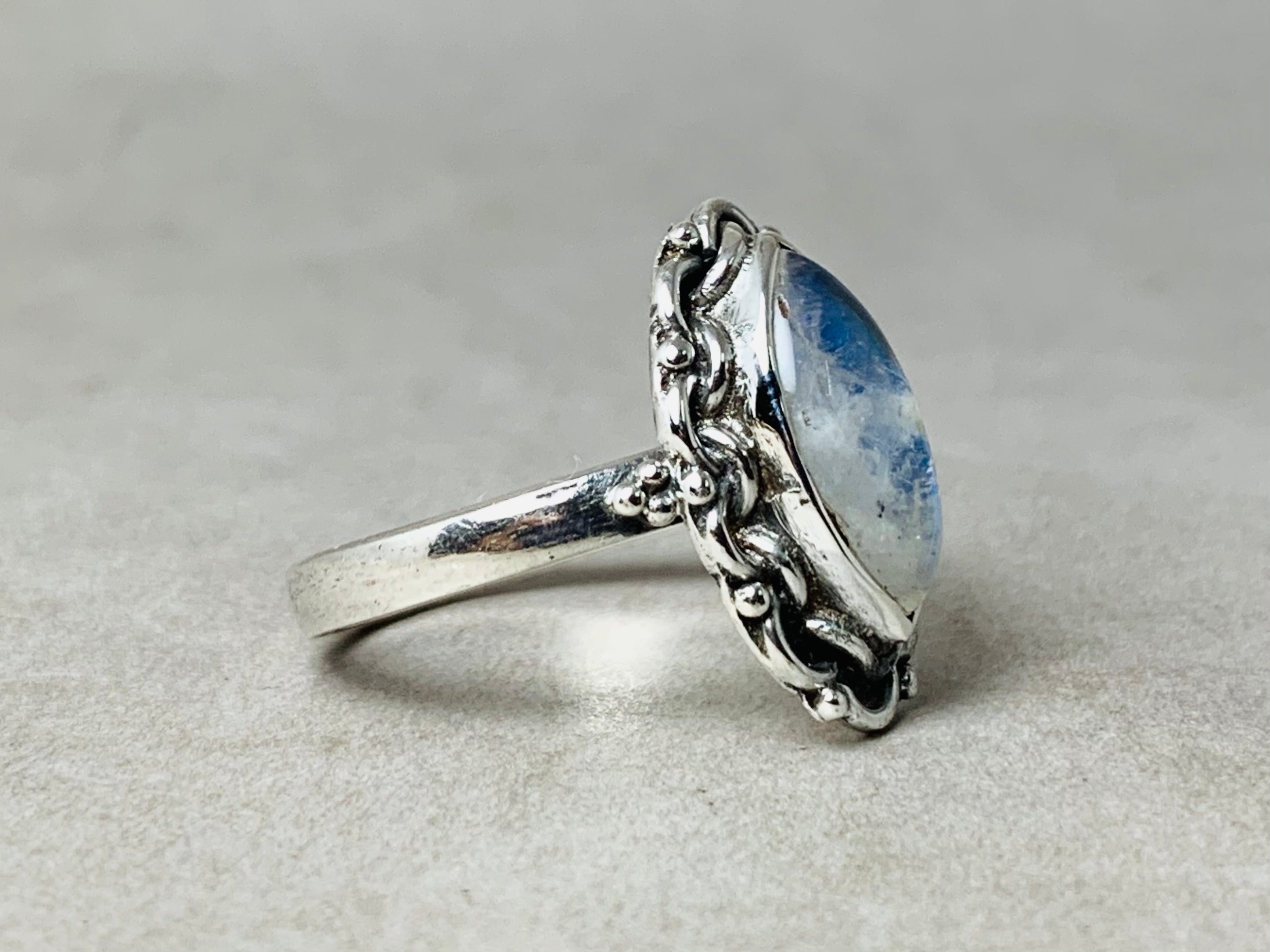 Marquis-Schliff Mondsteinring 925 Sterling Silber Zigeuner Boho Statement Ring Geburtstagsgeschenk Damenring