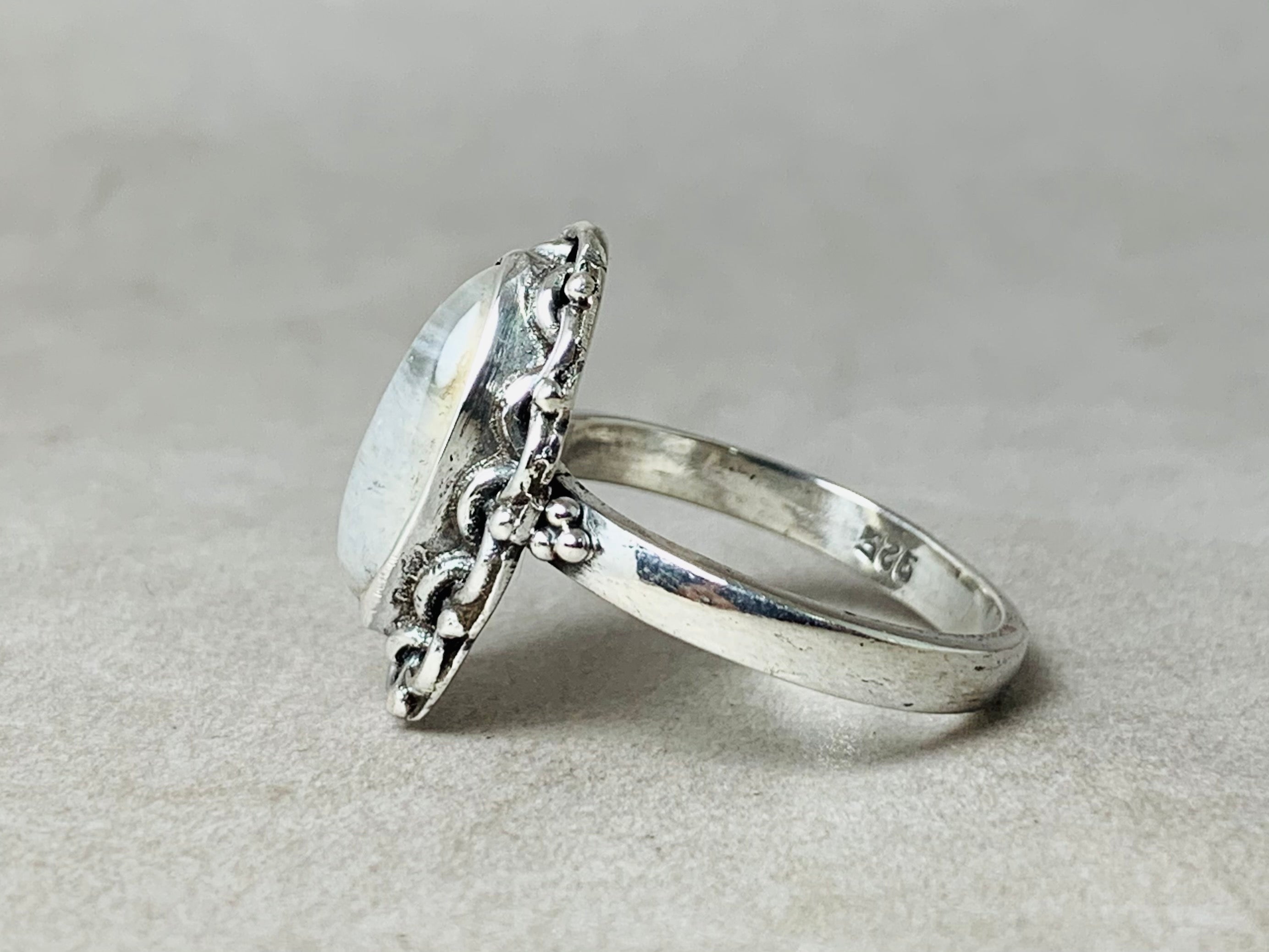 Marquis-Schliff Mondsteinring 925 Sterling Silber Zigeuner Boho Statement Ring Geburtstagsgeschenk Damenring