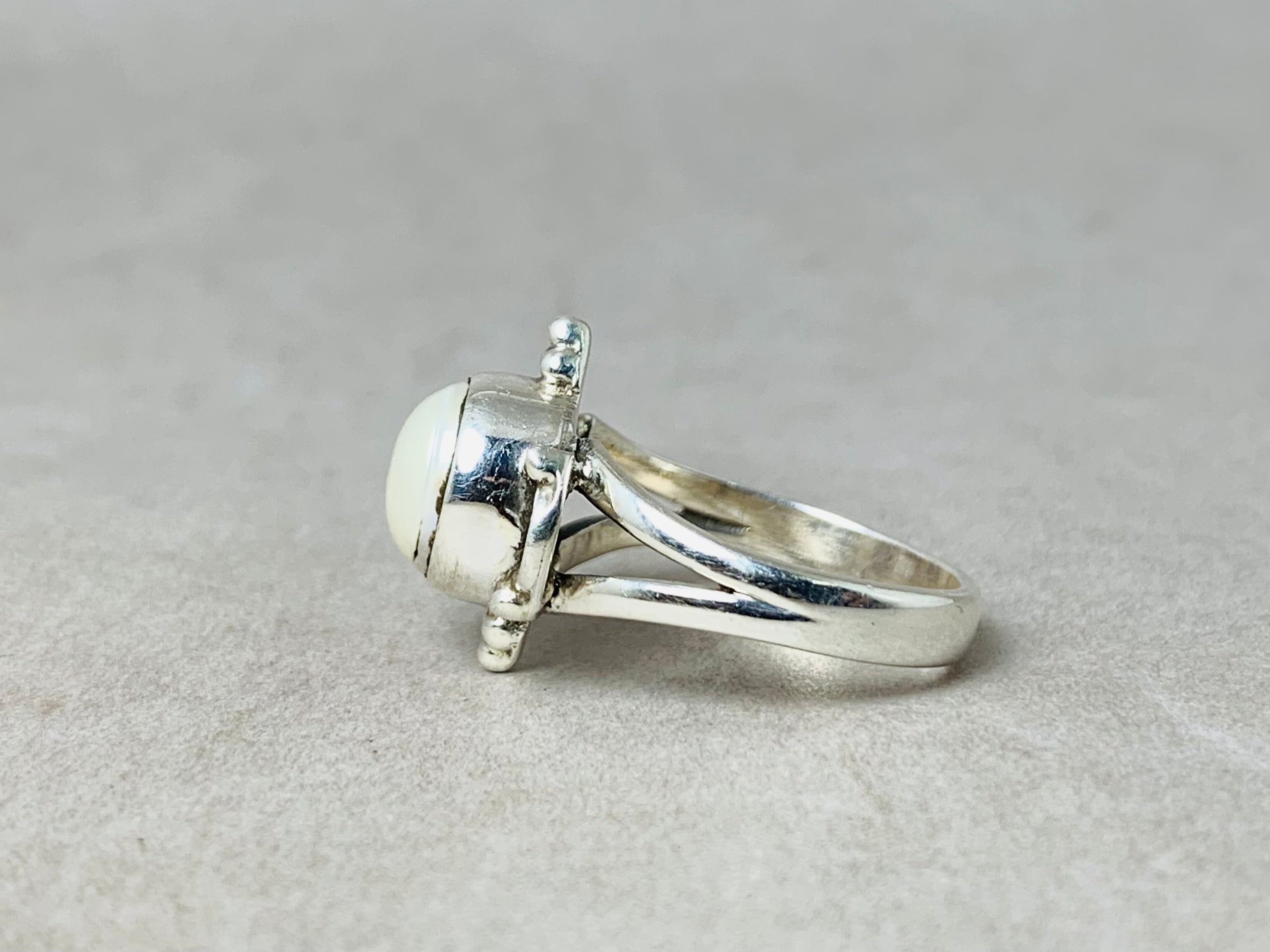 Perlenring 925 Sterling Silber Ring Statement Ring Minimalistischer Handgemachter Ring Einzigartiges Geschenk für Sie