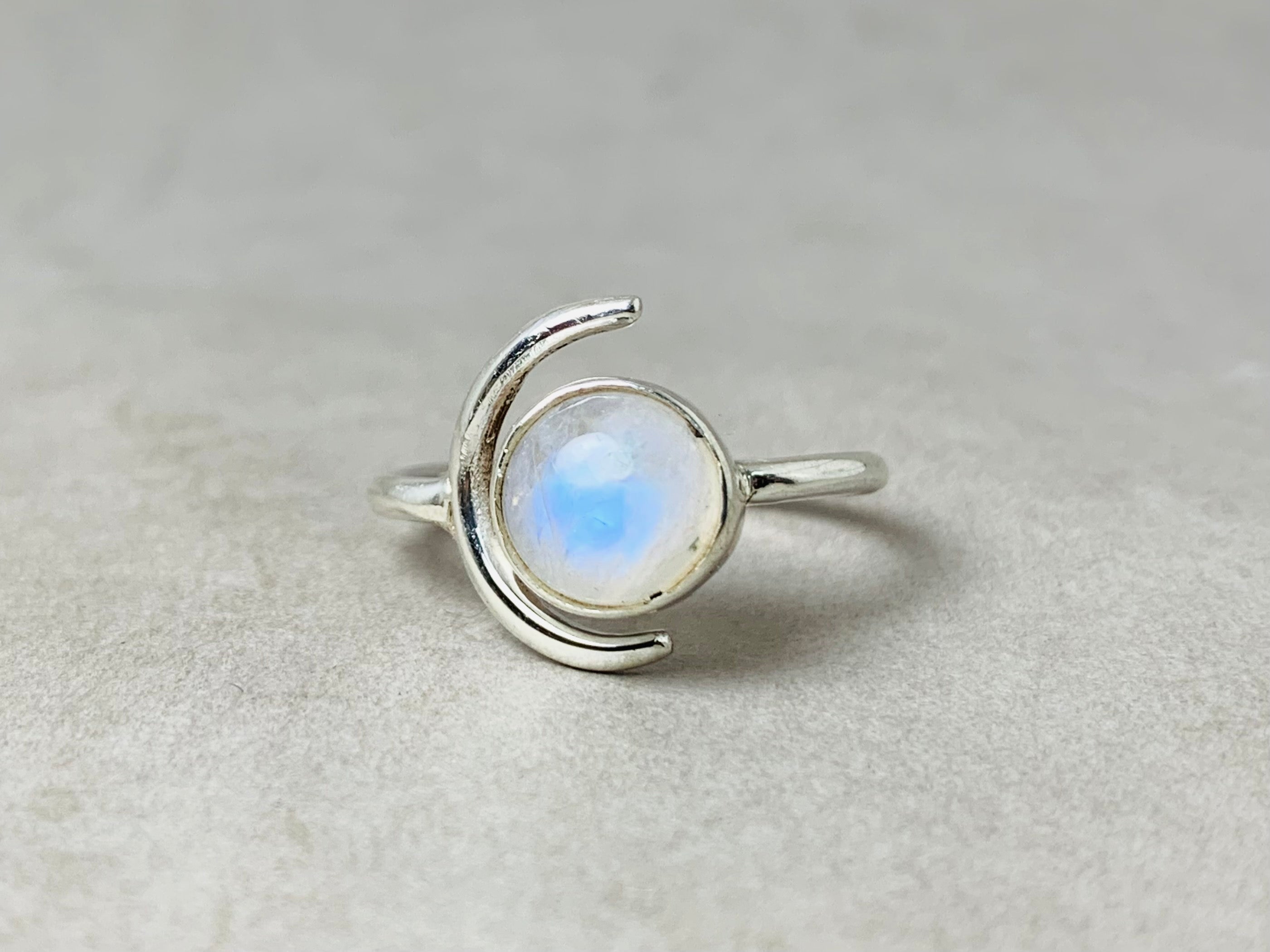 Regenbogen-Mondstein-Ring 925 Silberring Mondring Damenring Verstellbarer Ring Stapelring Geschenk für Sie