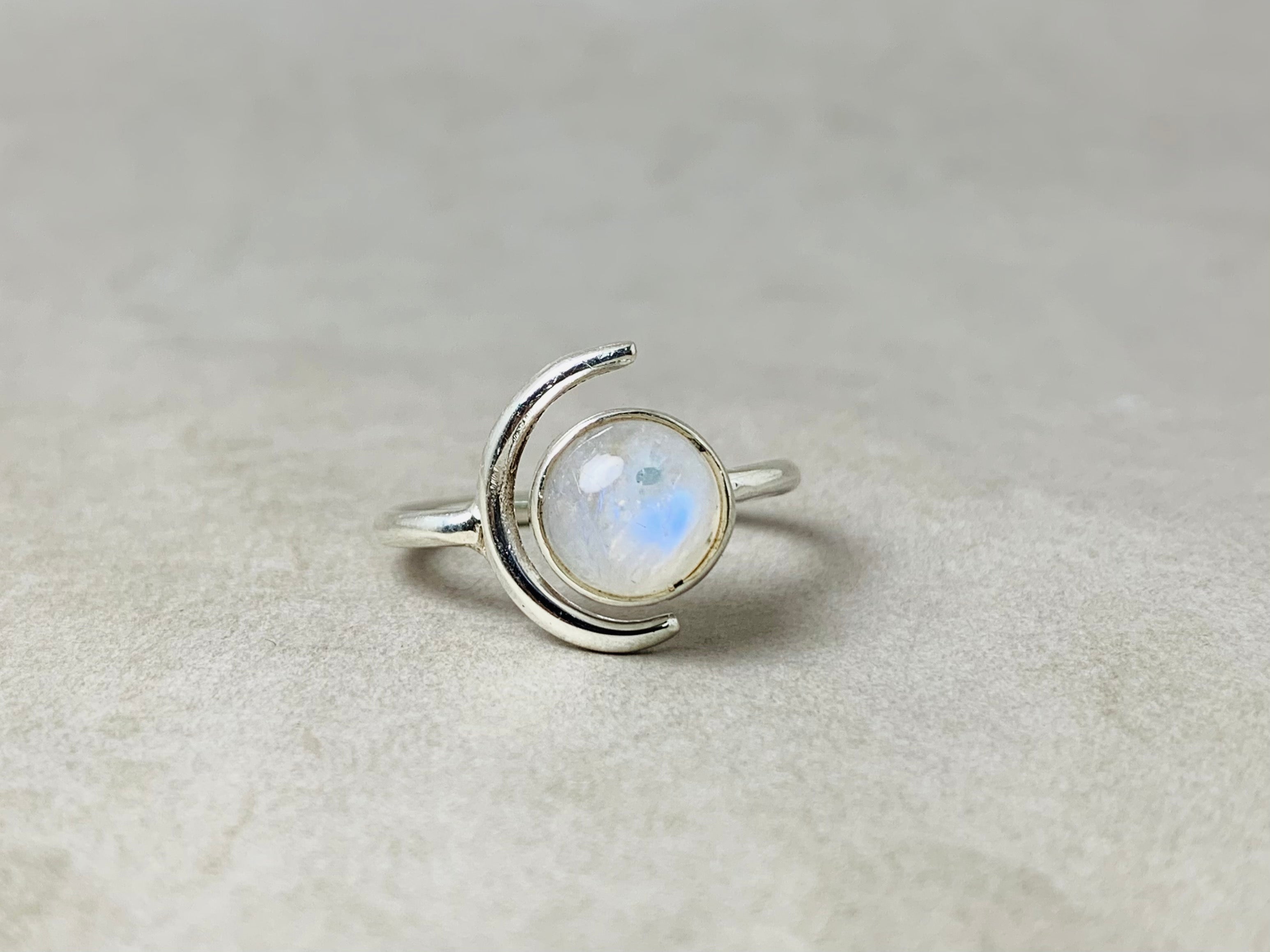 Regenbogen-Mondstein-Ring 925 Silberring Mondring Damenring Verstellbarer Ring Stapelring Geschenk für Sie