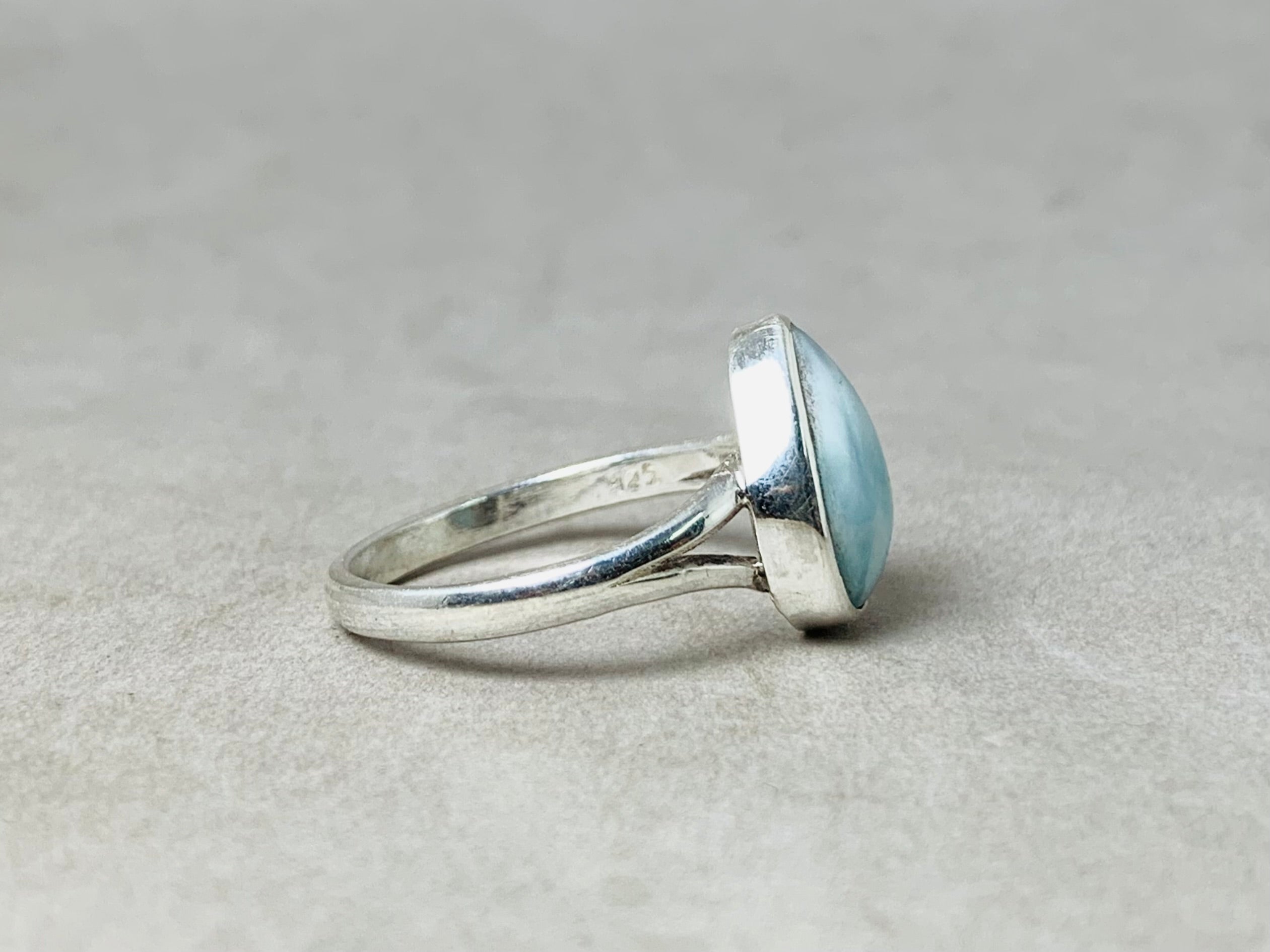 Natürlicher Edelstein Larimar Ring 925 Silberring Handgemachte Geschenke für sie Bohemian Ring Ring für jeden Tag