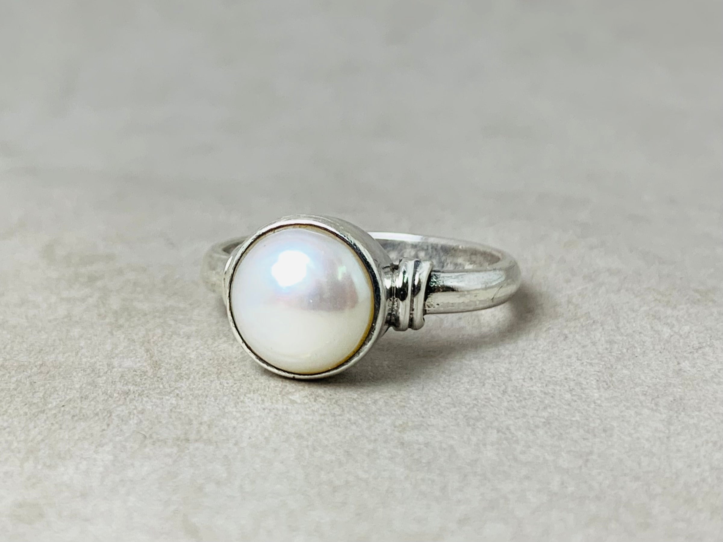 925 Sterling Silber Perlenring Geburtssteinring Handgemachter Ring Statement Ring Minimalistischer Ring Alltagsring