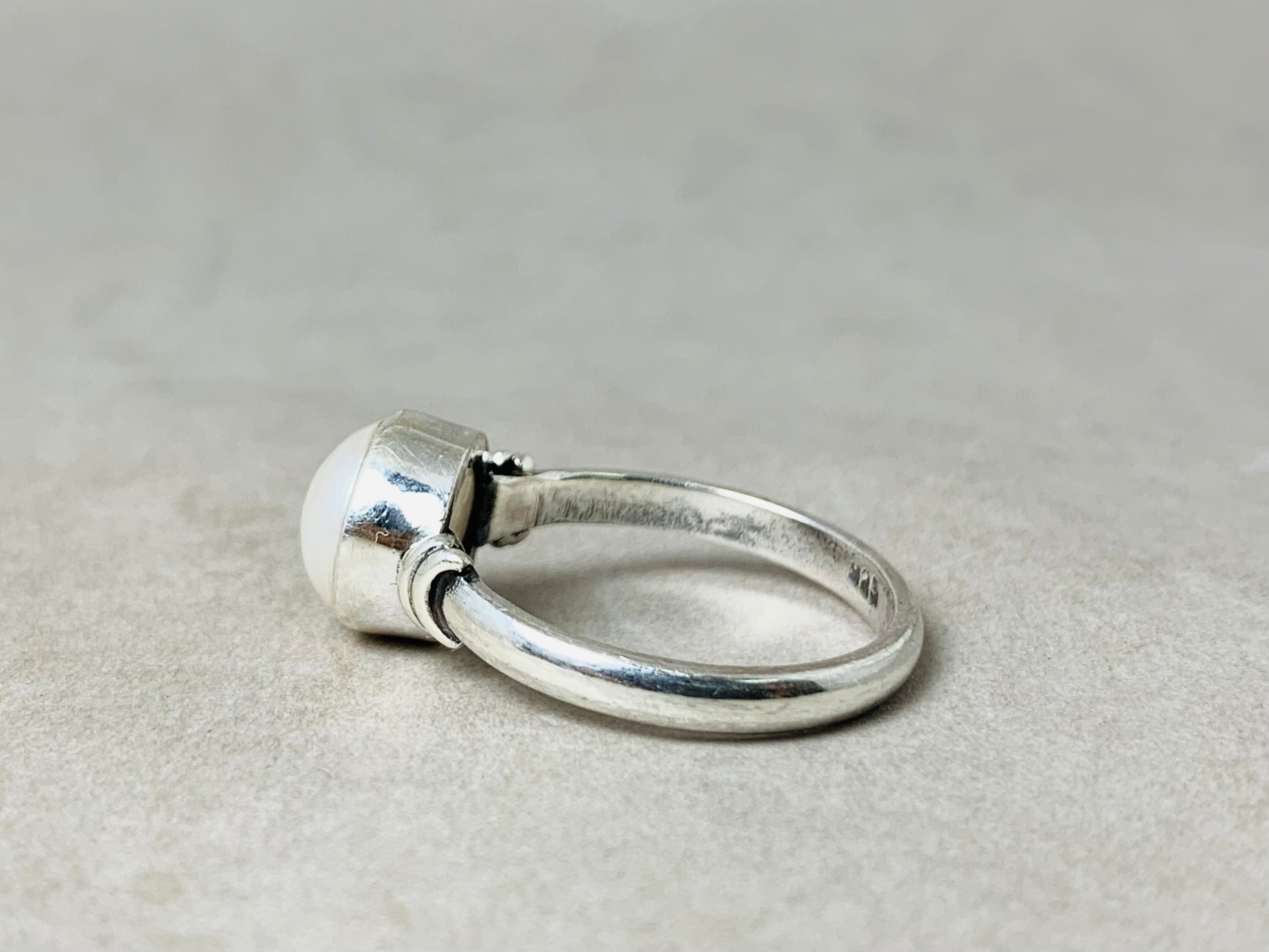 925 Sterling Zilveren Parel Ring Geboortesteen Ring Handgemaakte Ring Statement Ring Minimalistische Ring Alledaagse Ring