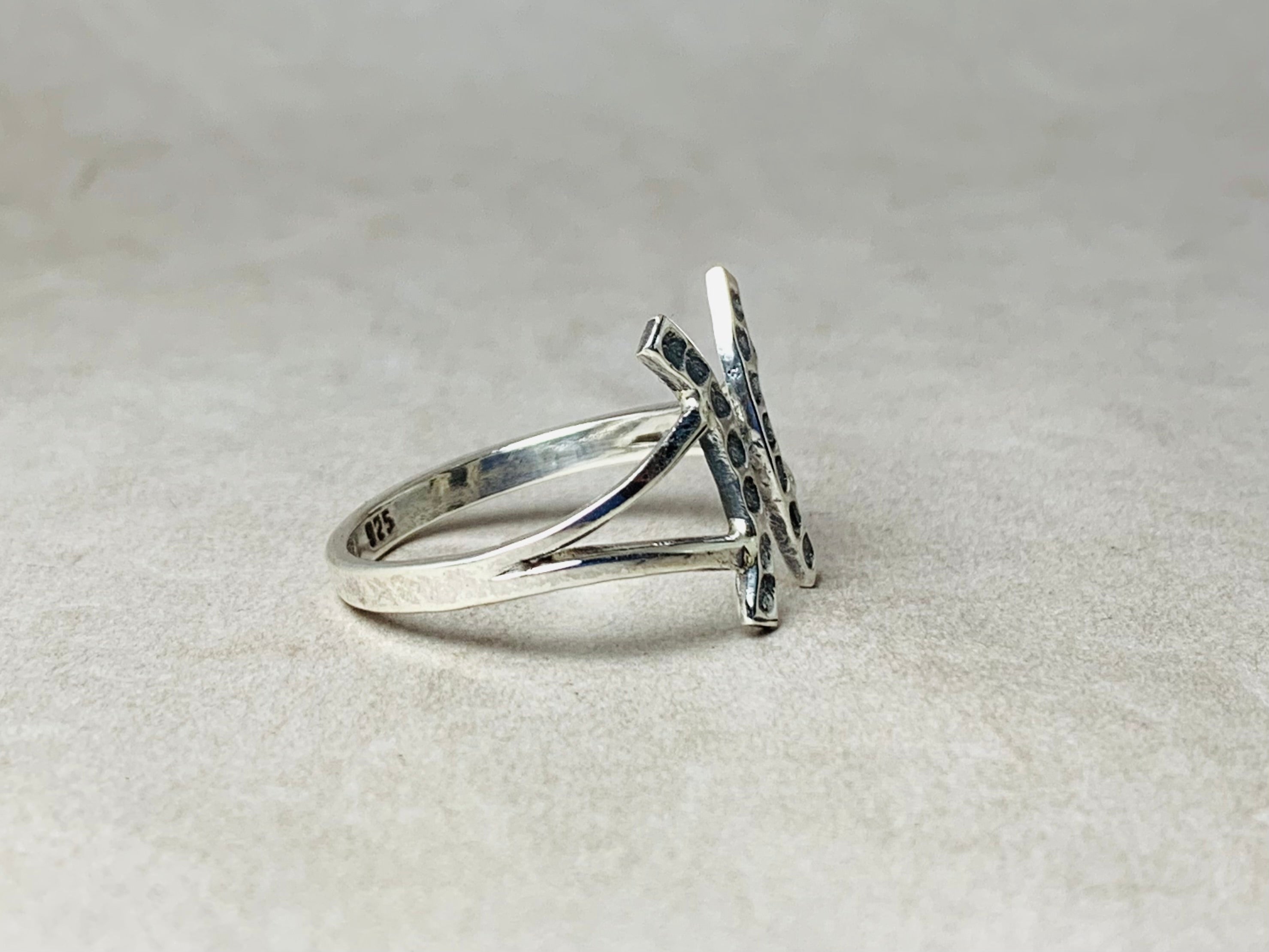 Hammered Bar Ring 925 Solid Silver Ring Double Bar Ring Parallel Bar Opened Ring Handmade Ring