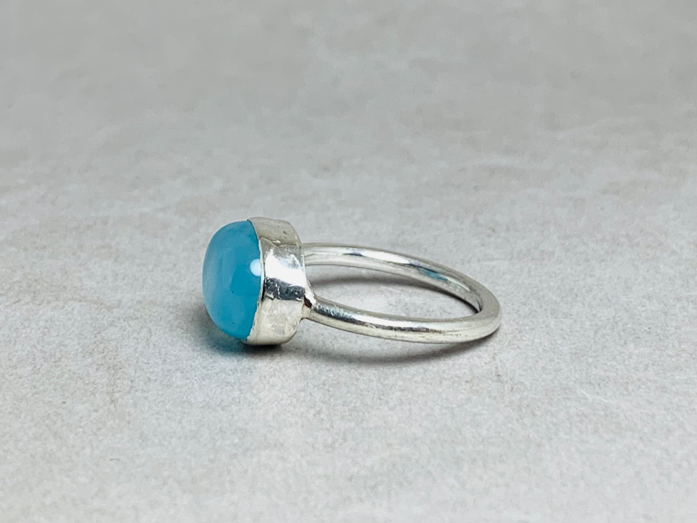 Aquamarin Chalcedon Ring 925 Sterling Silber Ring Boho März Geburtsstein Ring Blauer Chalcedon Handgemachter Silberring