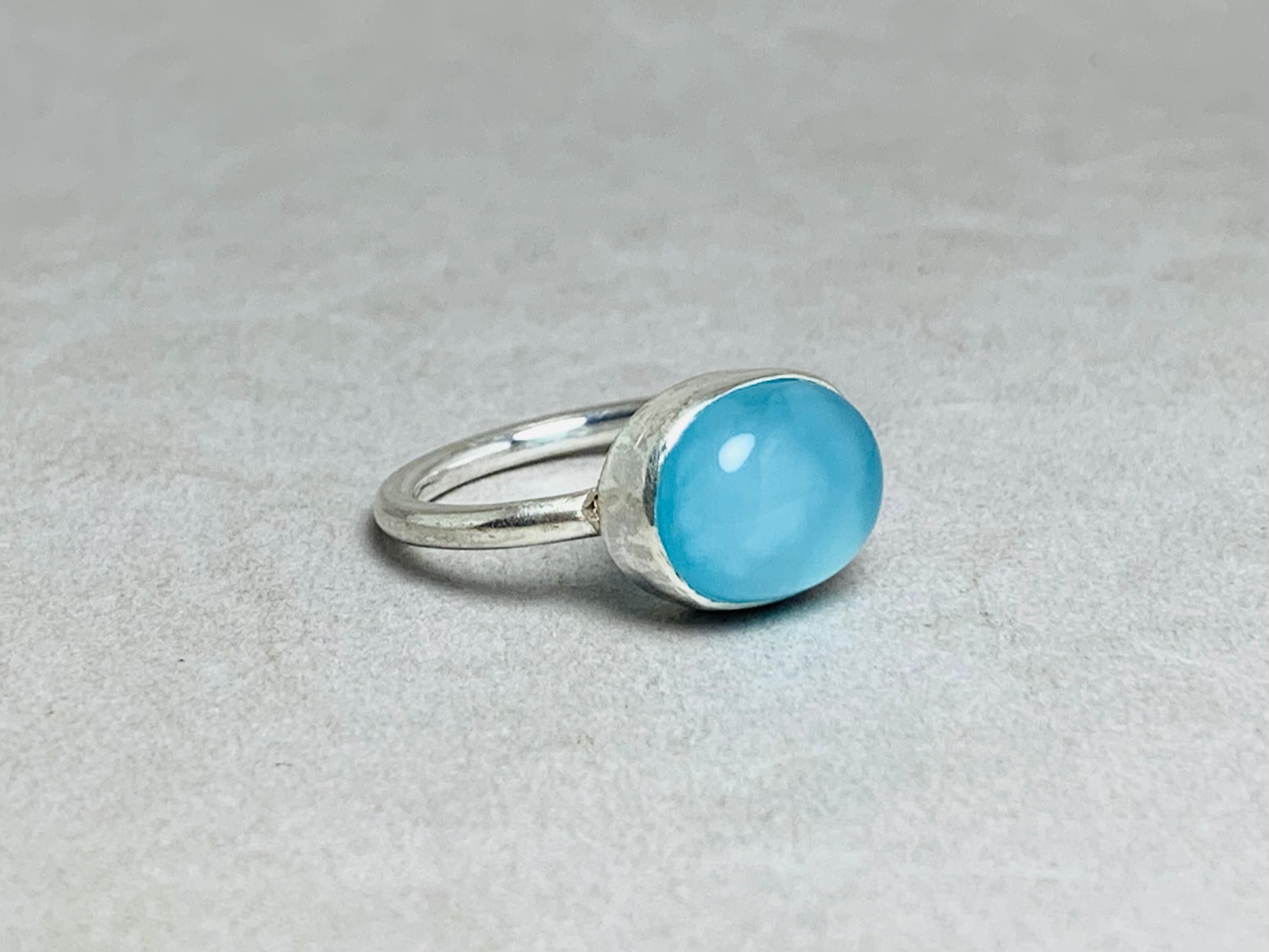 Aquamarin Chalcedon Ring 925 Sterling Silber Ring Boho März Geburtsstein Ring Blauer Chalcedon Handgemachter Silberring
