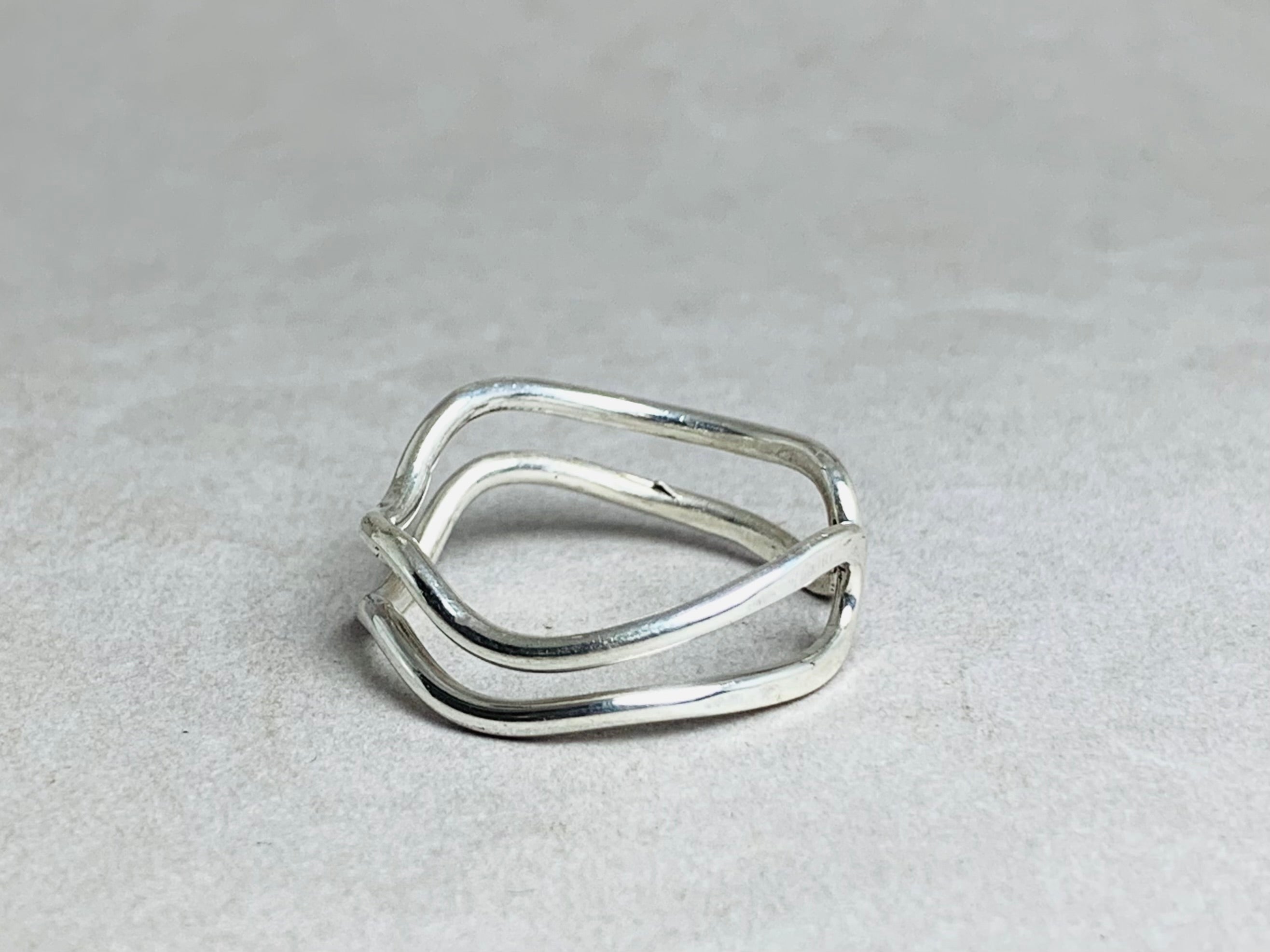 Silberner Wellenring 925er Sterling Silber Ring Offener Silberring Boho Ring Handgemachter Ring