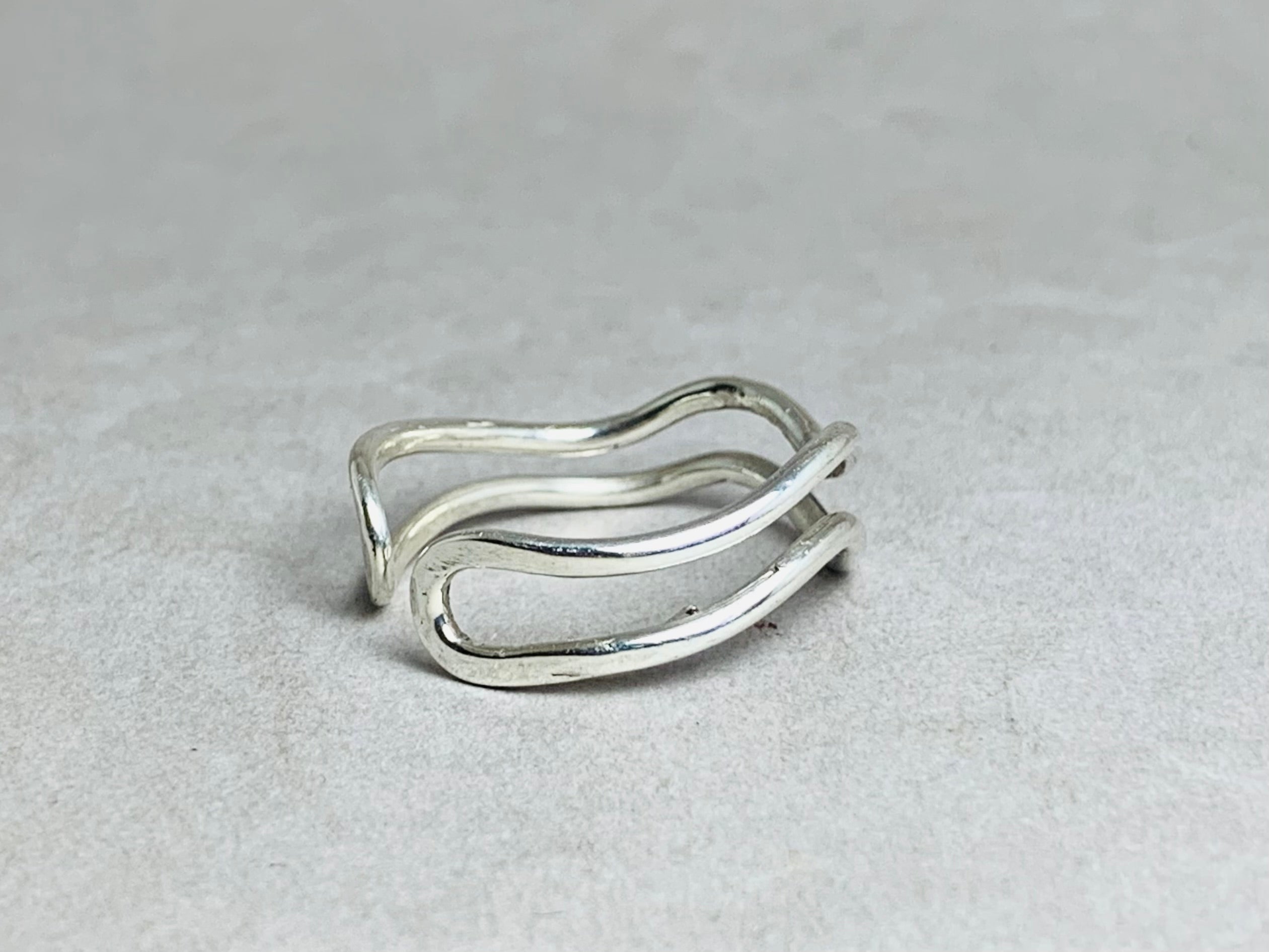 Silberner Wellenring 925er Sterling Silber Ring Offener Silberring Boho Ring Handgemachter Ring