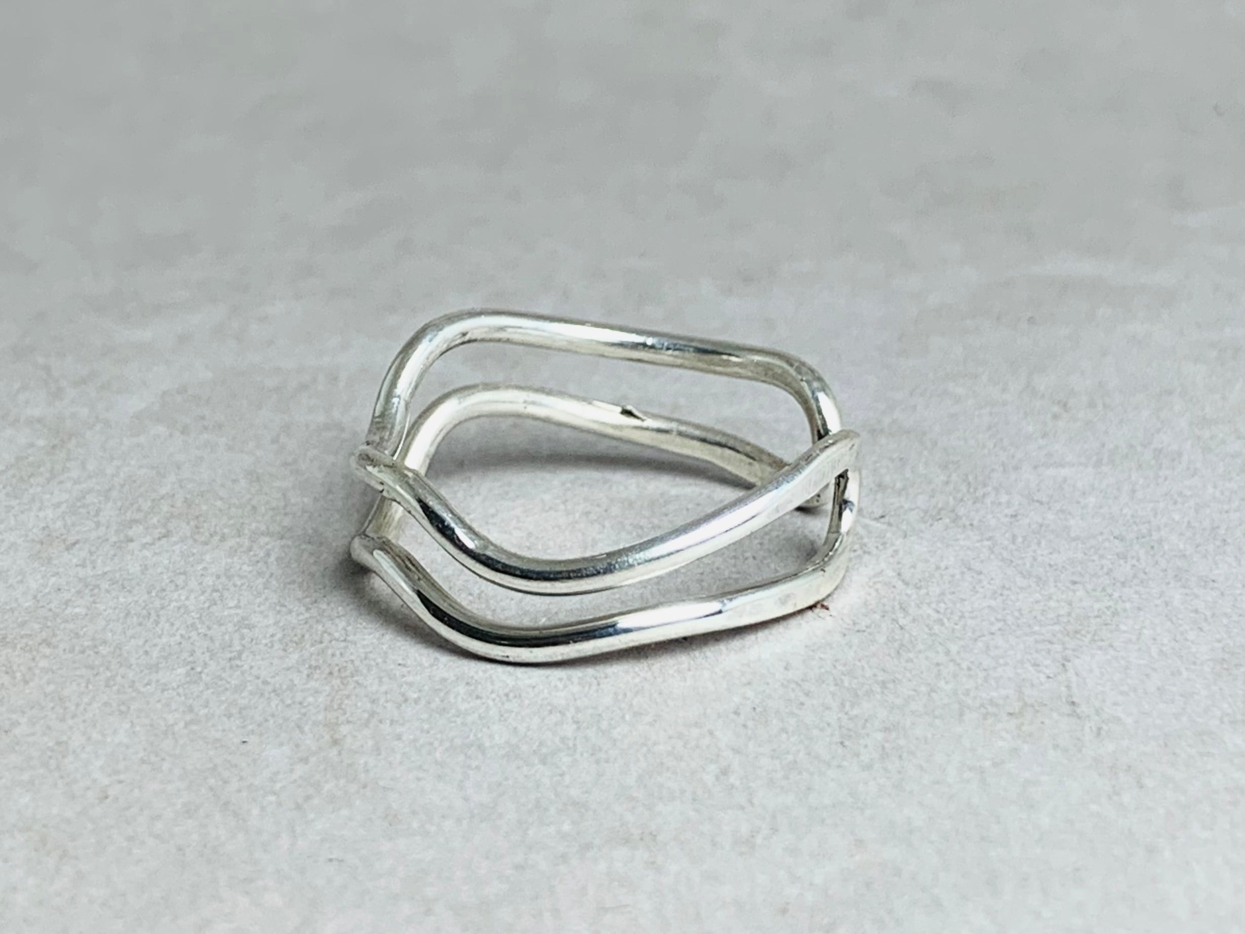 Silberner Wellenring 925er Sterling Silber Ring Offener Silberring Boho Ring Handgemachter Ring