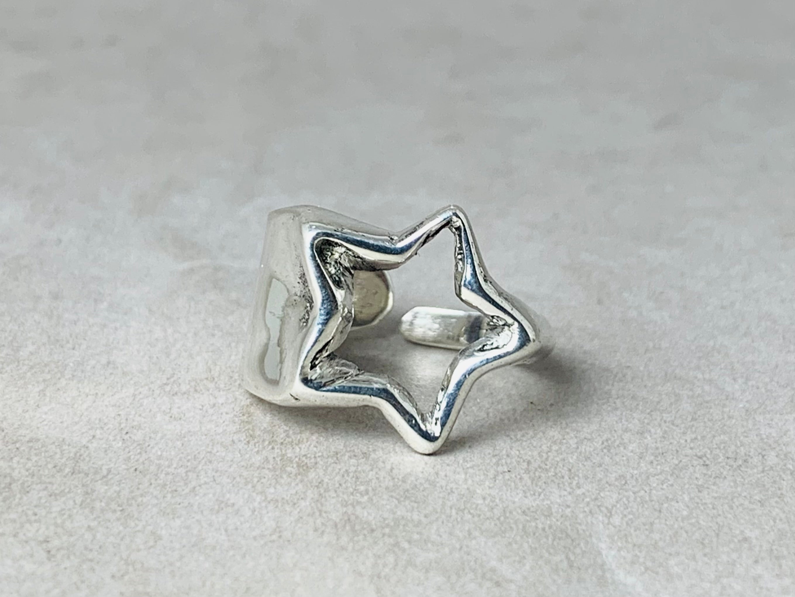 Silberstern Ring Statement-Ring Unisex Ring 925er Sterlingsilber Verstellbarer Chunky Ring Geschenk für Sie