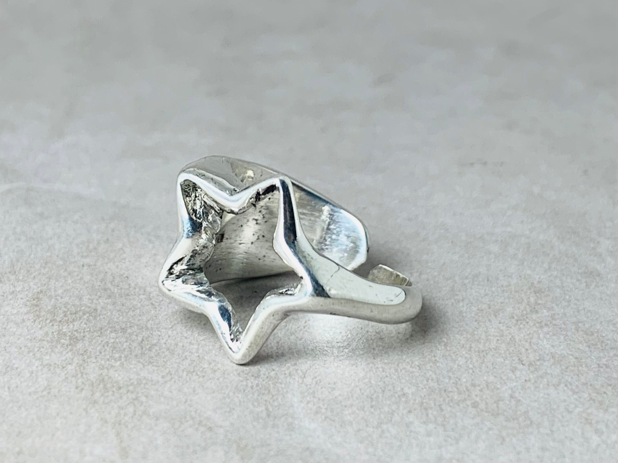 Silberstern Ring Statement-Ring Unisex Ring 925er Sterlingsilber Verstellbarer Chunky Ring Geschenk für Sie