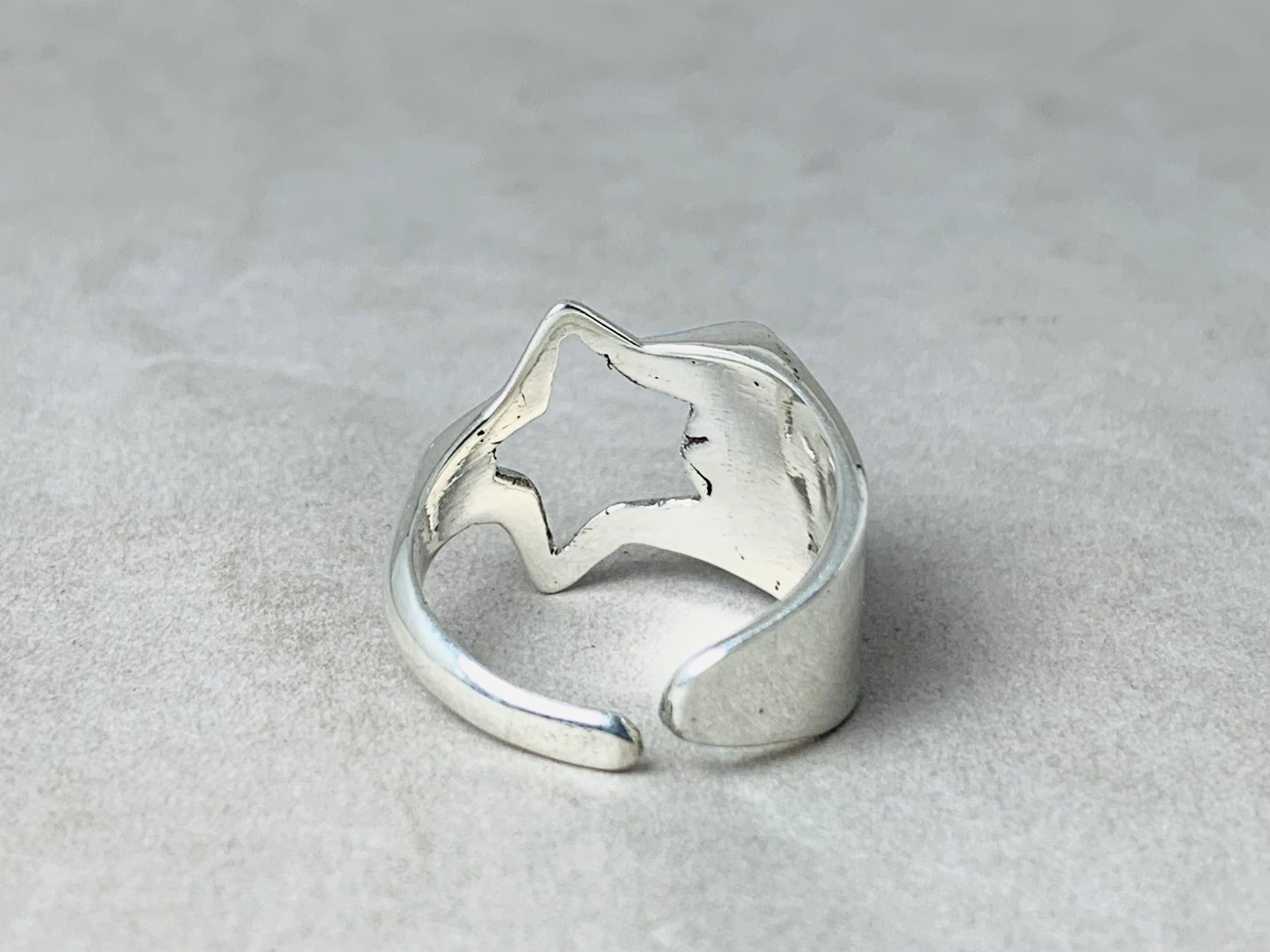 Silberstern Ring Statement-Ring Unisex Ring 925er Sterlingsilber Verstellbarer Chunky Ring Geschenk für Sie