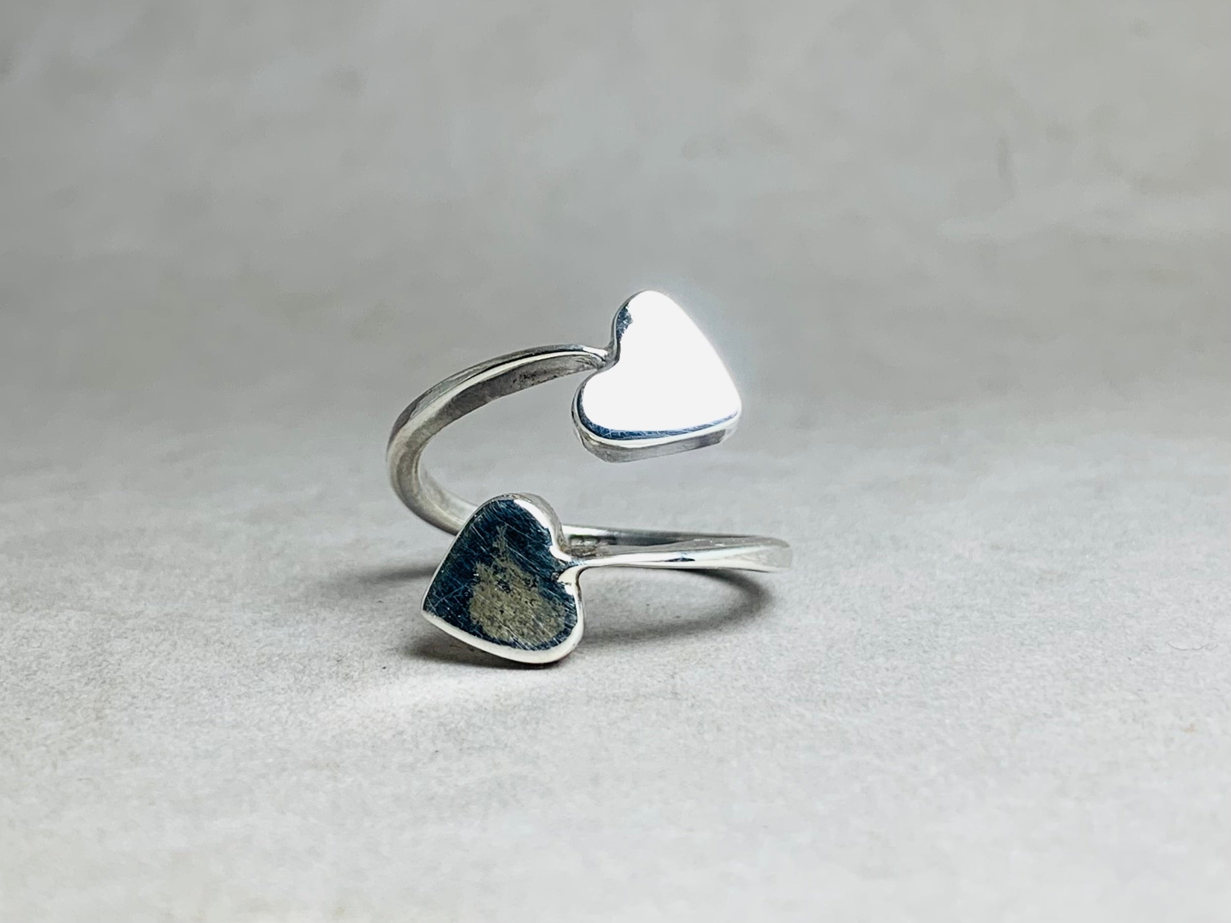 Doppelter Herzring Verstellbarer Ring 925 Sterling Silber Ring Statement Filigraner Ring Romantischer Herzring Für Sie Minimalistischer Schmuck