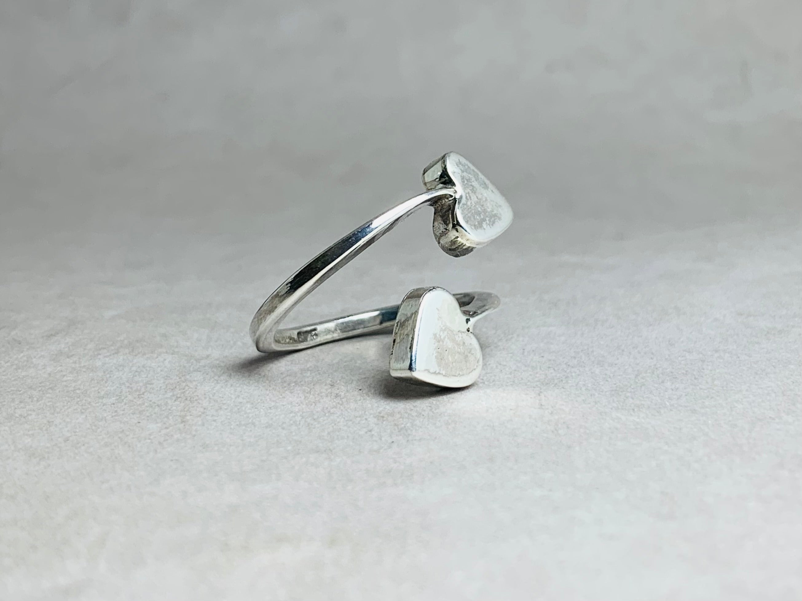 Doppelter Herzring Verstellbarer Ring 925 Sterling Silber Ring Statement Filigraner Ring Romantischer Herzring Für Sie Minimalistischer Schmuck