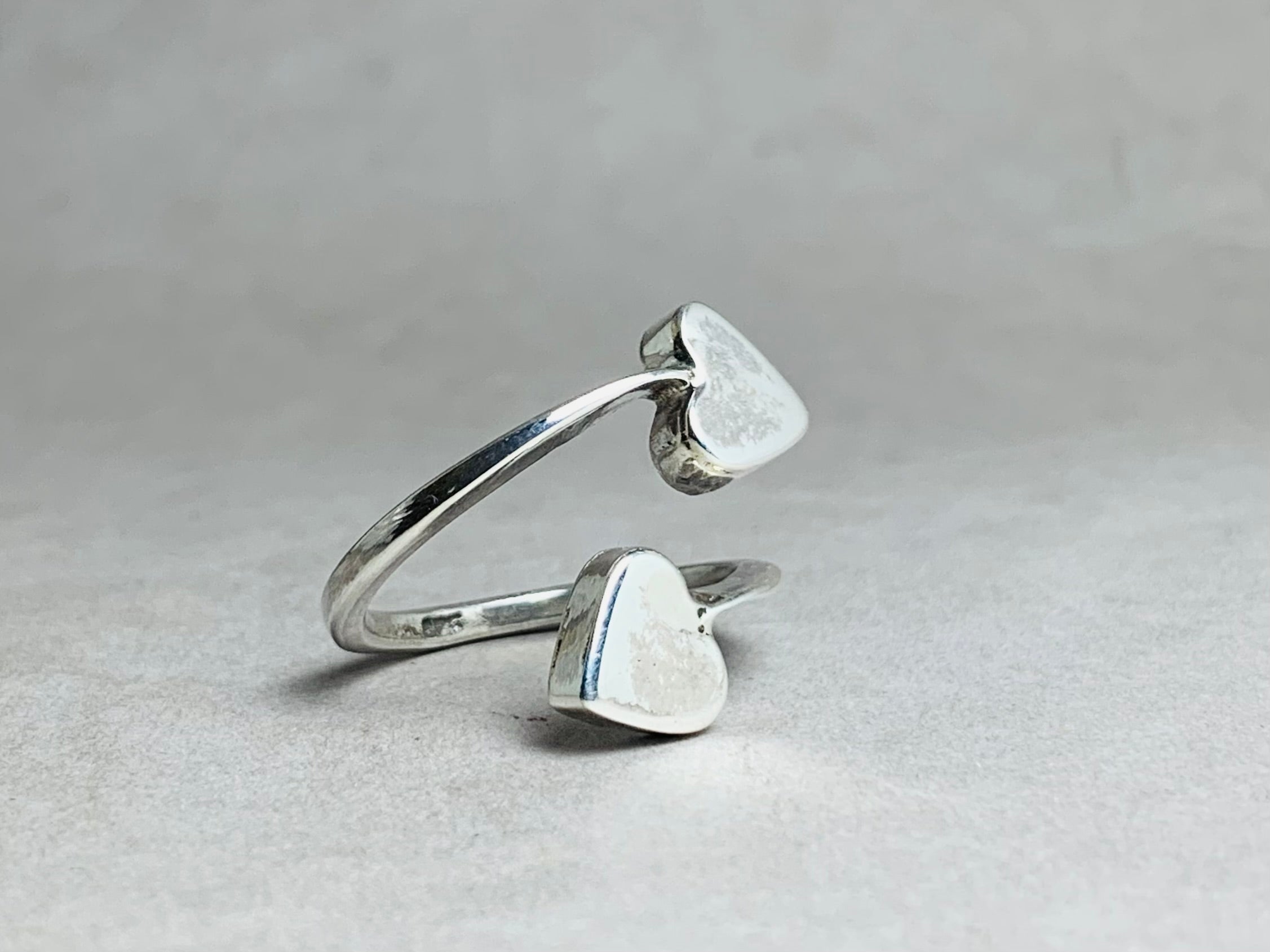 Doppelter Herzring Verstellbarer Ring 925 Sterling Silber Ring Statement Filigraner Ring Romantischer Herzring Für Sie Minimalistischer Schmuck