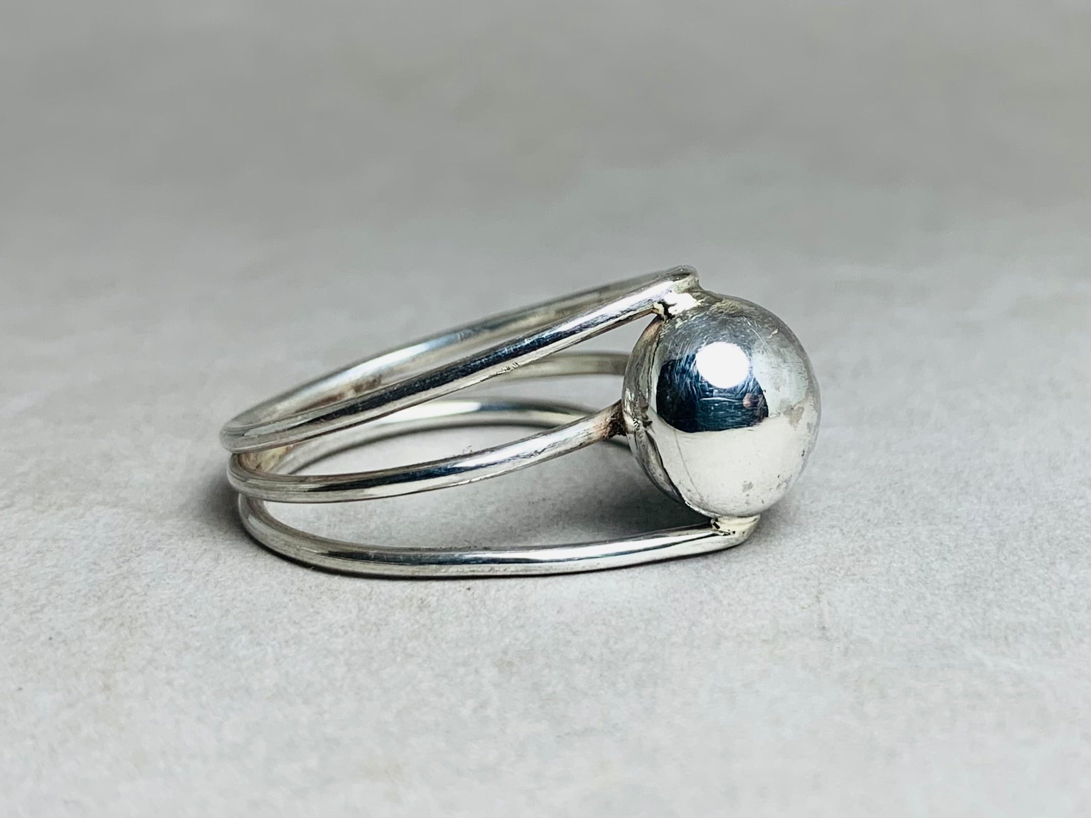 Kugelring 925 Sterling Silber Ring Statement Ring Modern Ring Minimalistischer Handgemachter Silberring