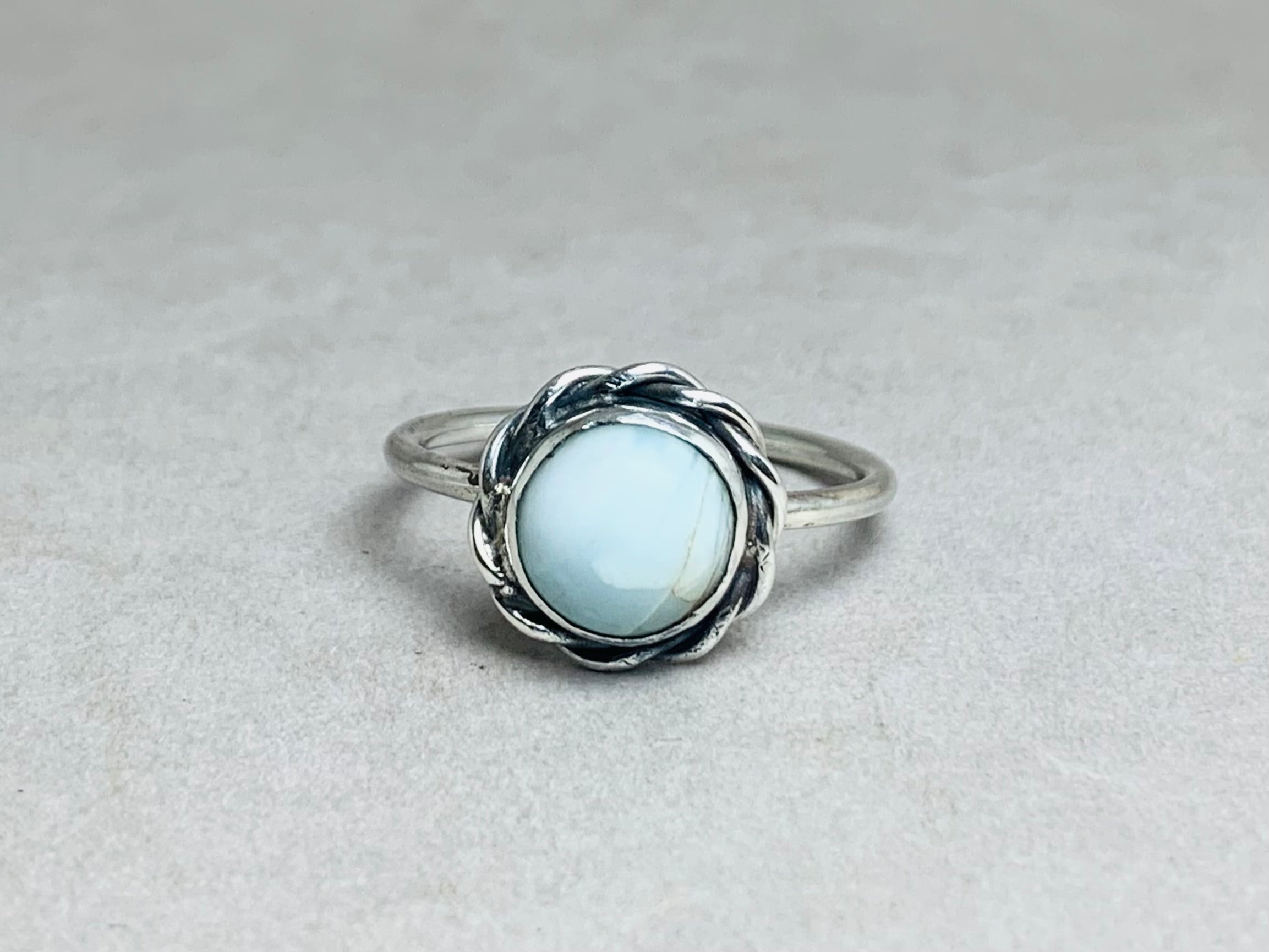 Larimar Ring 925 Sterlingsilber Ring Handgemachter Stapelring Larimar Edelstein Ring Brautring Alltagsring Silberschmuck