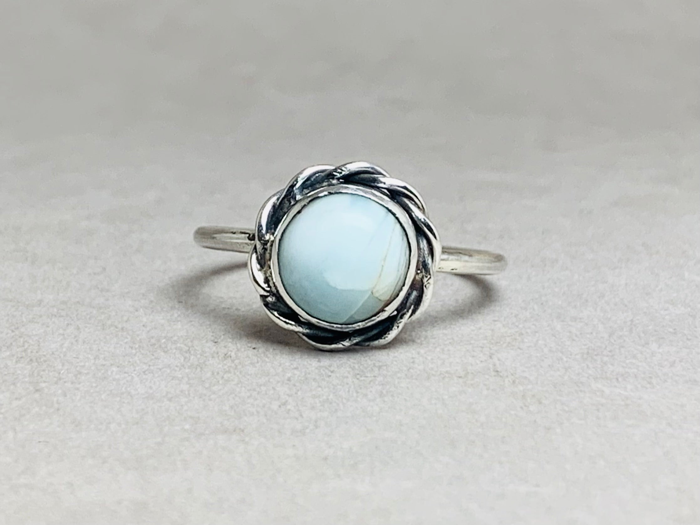 Larimar Ring 925 Sterlingsilber Ring Handgemachter Stapelring Larimar Edelstein Ring Brautring Alltagsring Silberschmuck