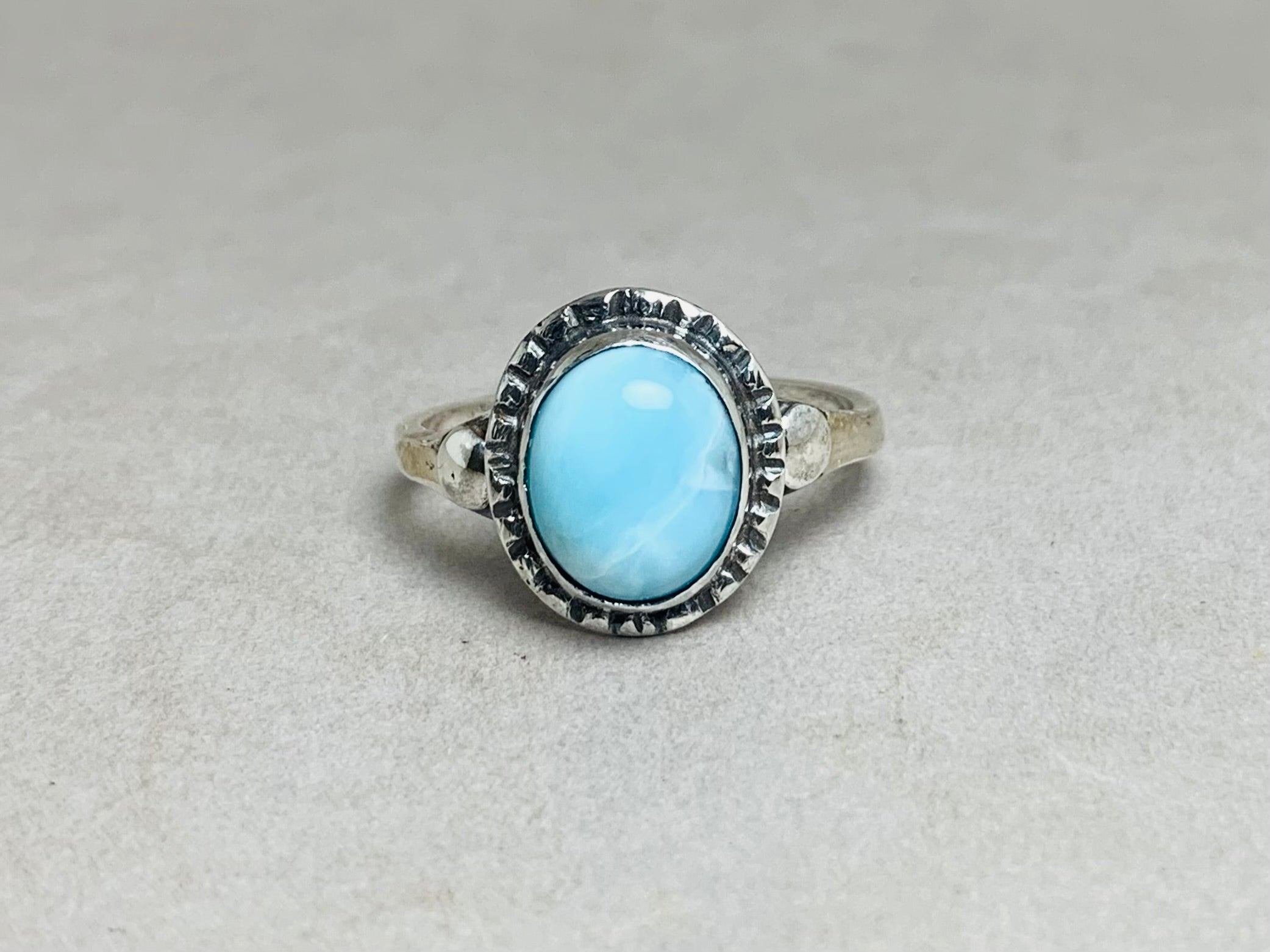 Ovaler Larimar-Edelsteinring 925er Silberring Handgemachter Unikatring Alltagsring Boho-Ring