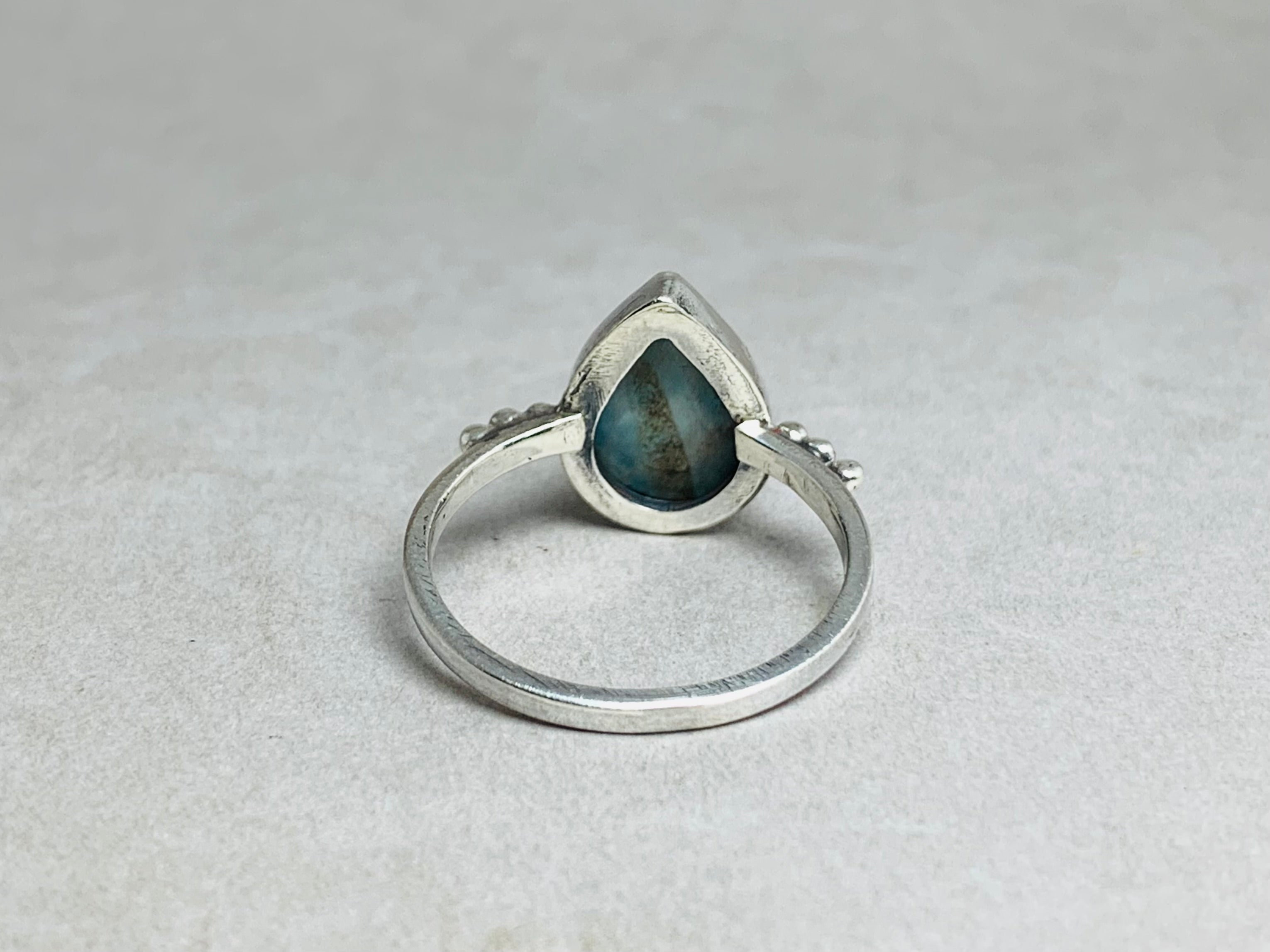 Larimar Ring 925 Silberring Edelsteinring Halbedelstein Natur Larimar Ring Alltagsring Tropfenförmiger Larimar Ring Boho Schmuck